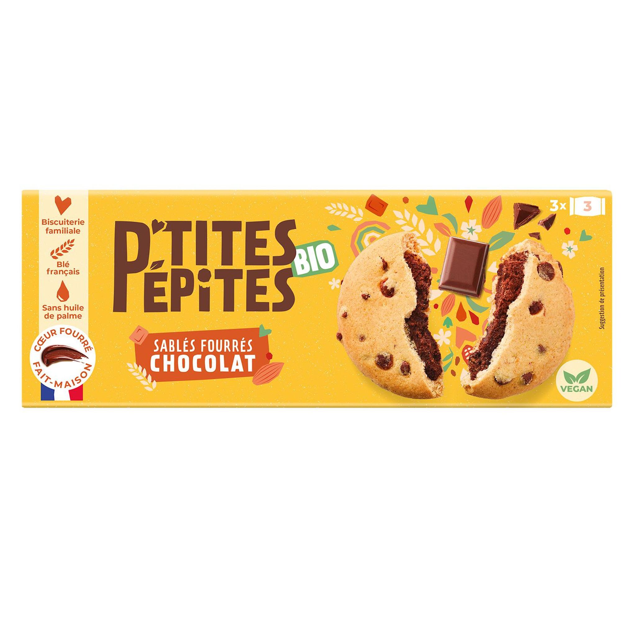 Ptites pépites sablés fourrés au chocolat noir bio 155g