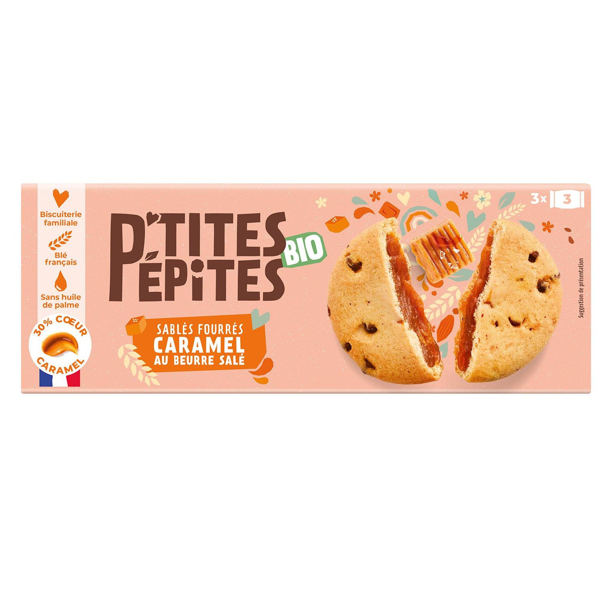 Ptites pépites sablés fourrés caramel au beurre salé 155g