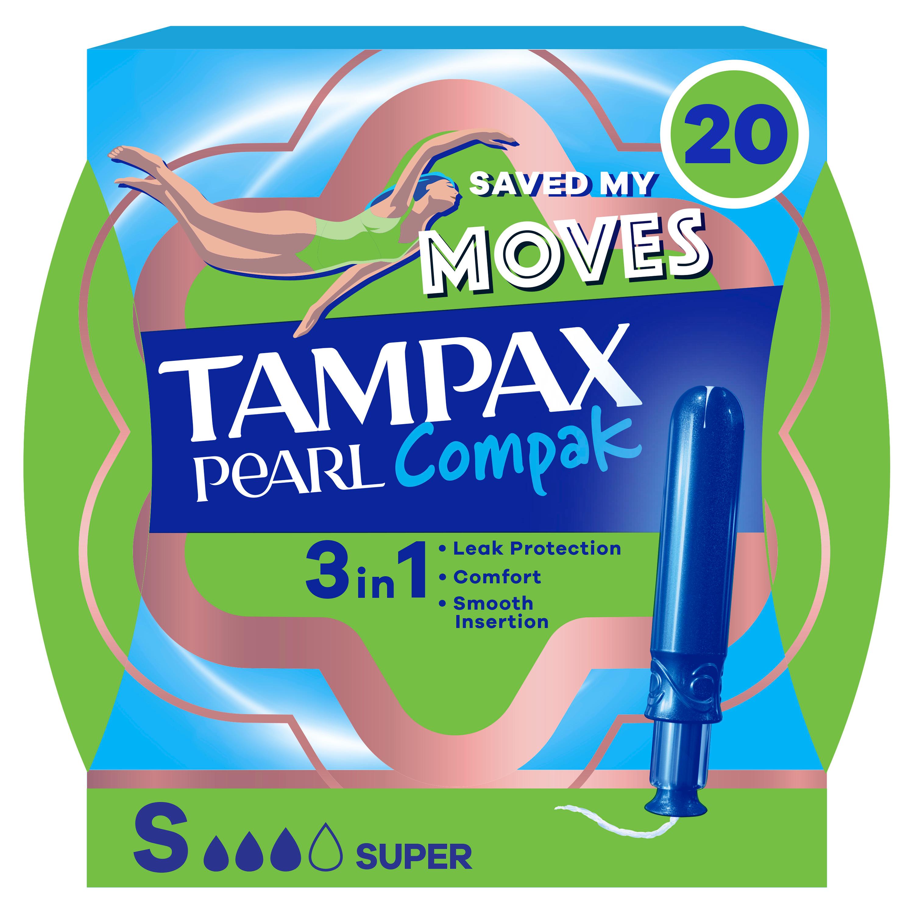 TAMPAX Pearl Compak Tampons avec applicateur Super 3en1 20 tampons
