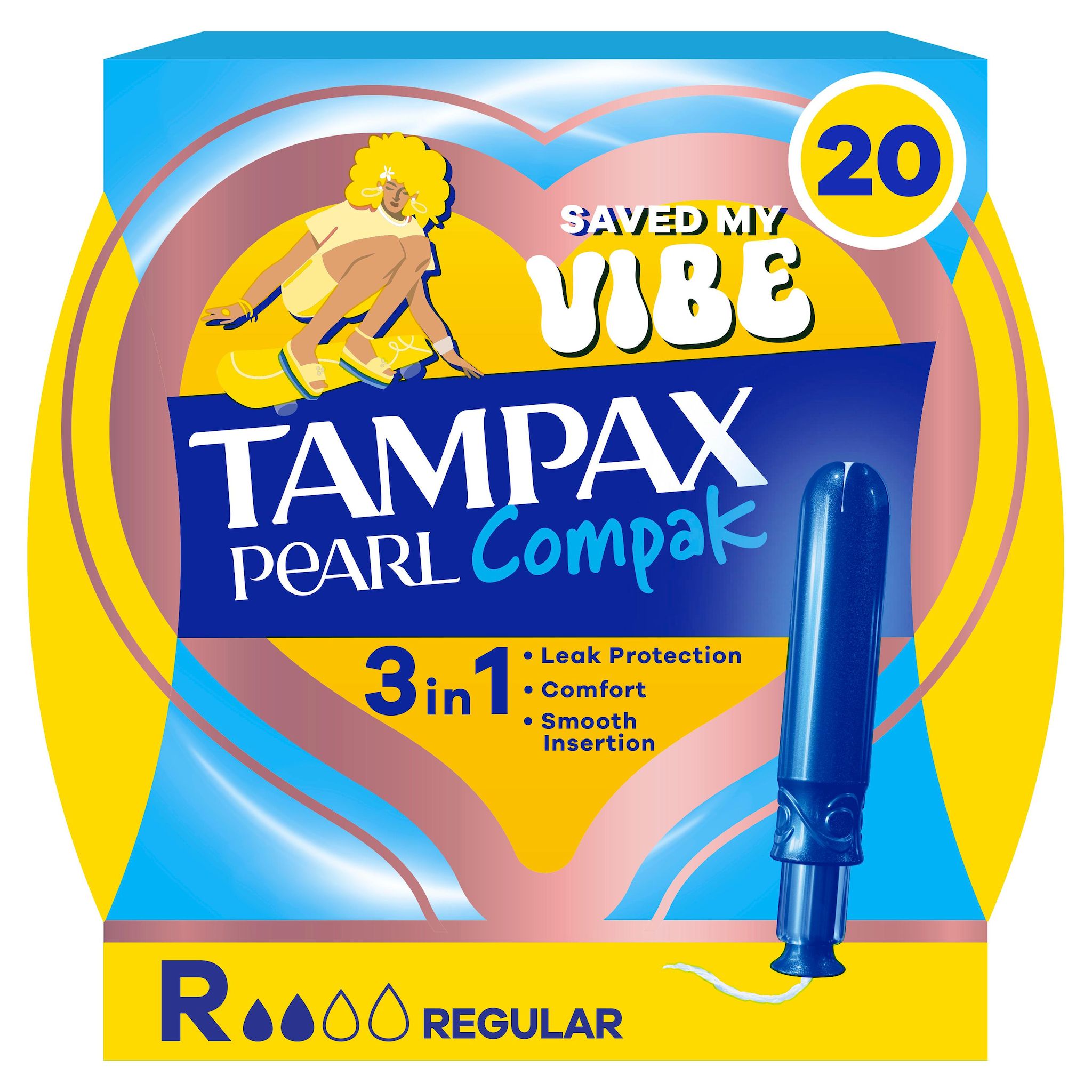 TAMPAX Pearl Compak Tampons avec applicateur réguliers 3en1 20 tampons