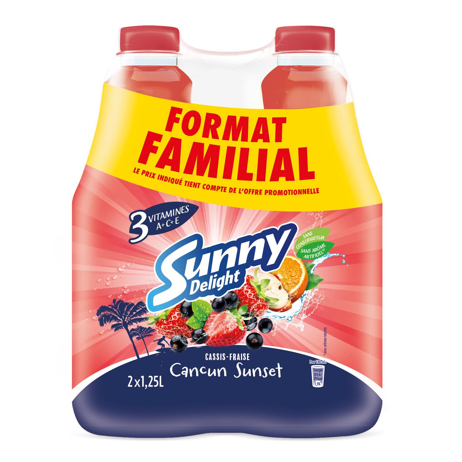 SUNNY DELIGHT Boisson aux fruits frais Cancun sunset cassis fraise 2x125cl