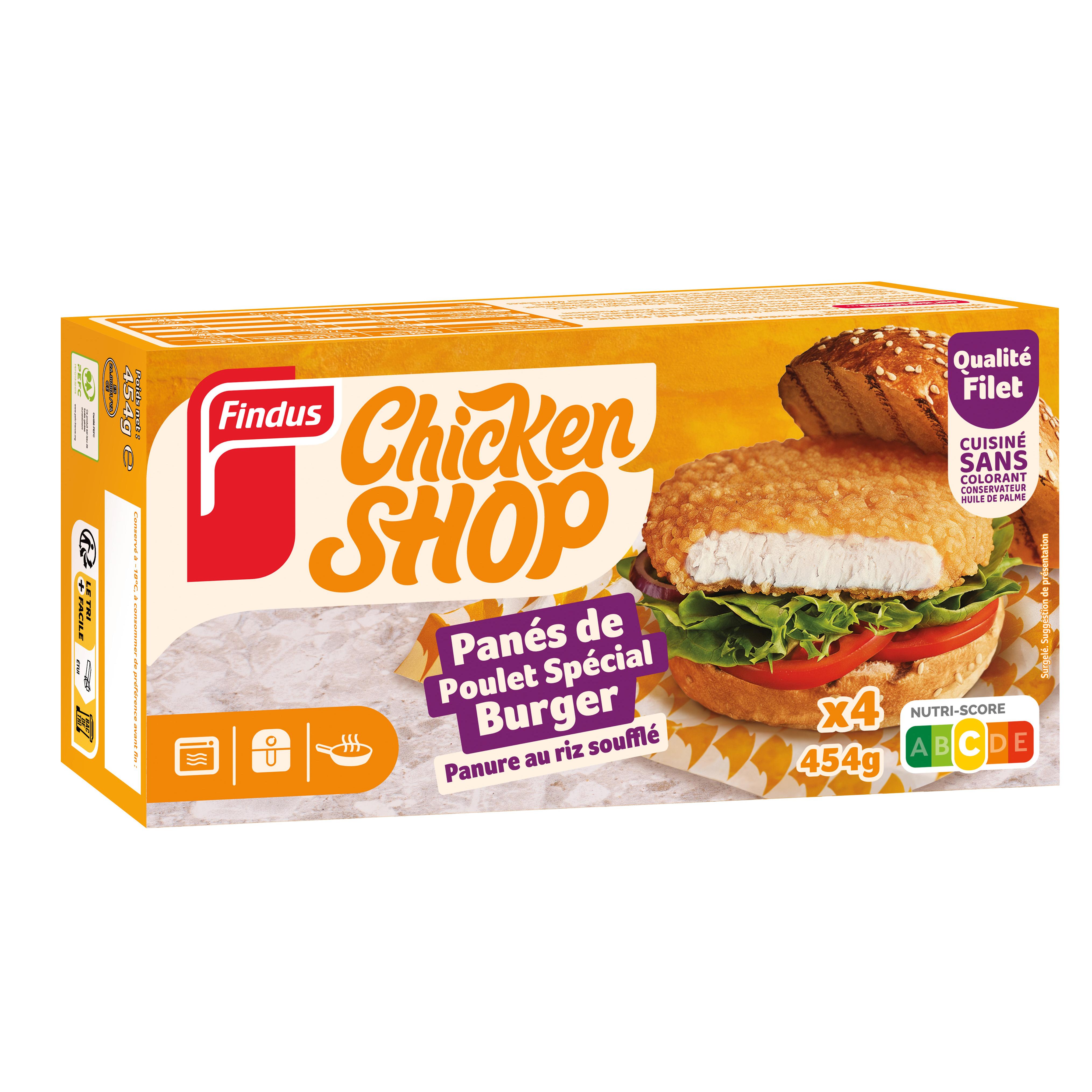 FINDUS Panés poulet spécial burgers 454g