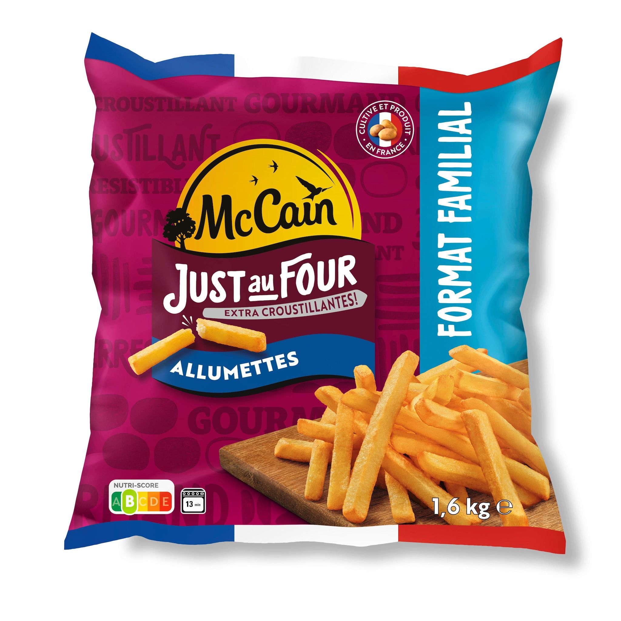 MCCAIN Just au four frites allumettes extra fines format familial 1,6kg