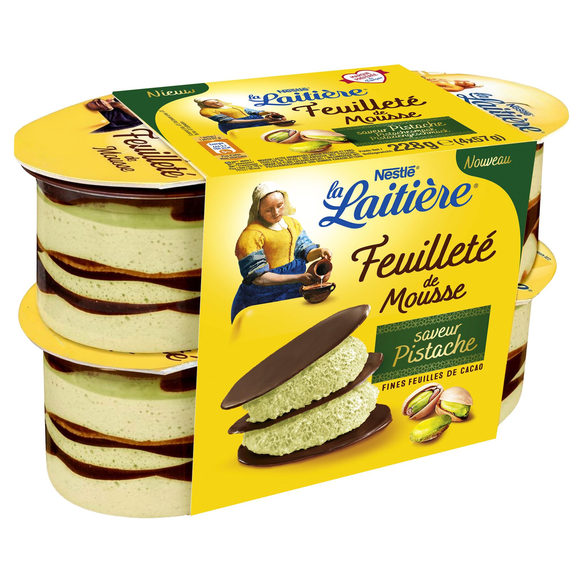 LA LAITIERE Feuilleté de mousse saveur pistache 4x57g