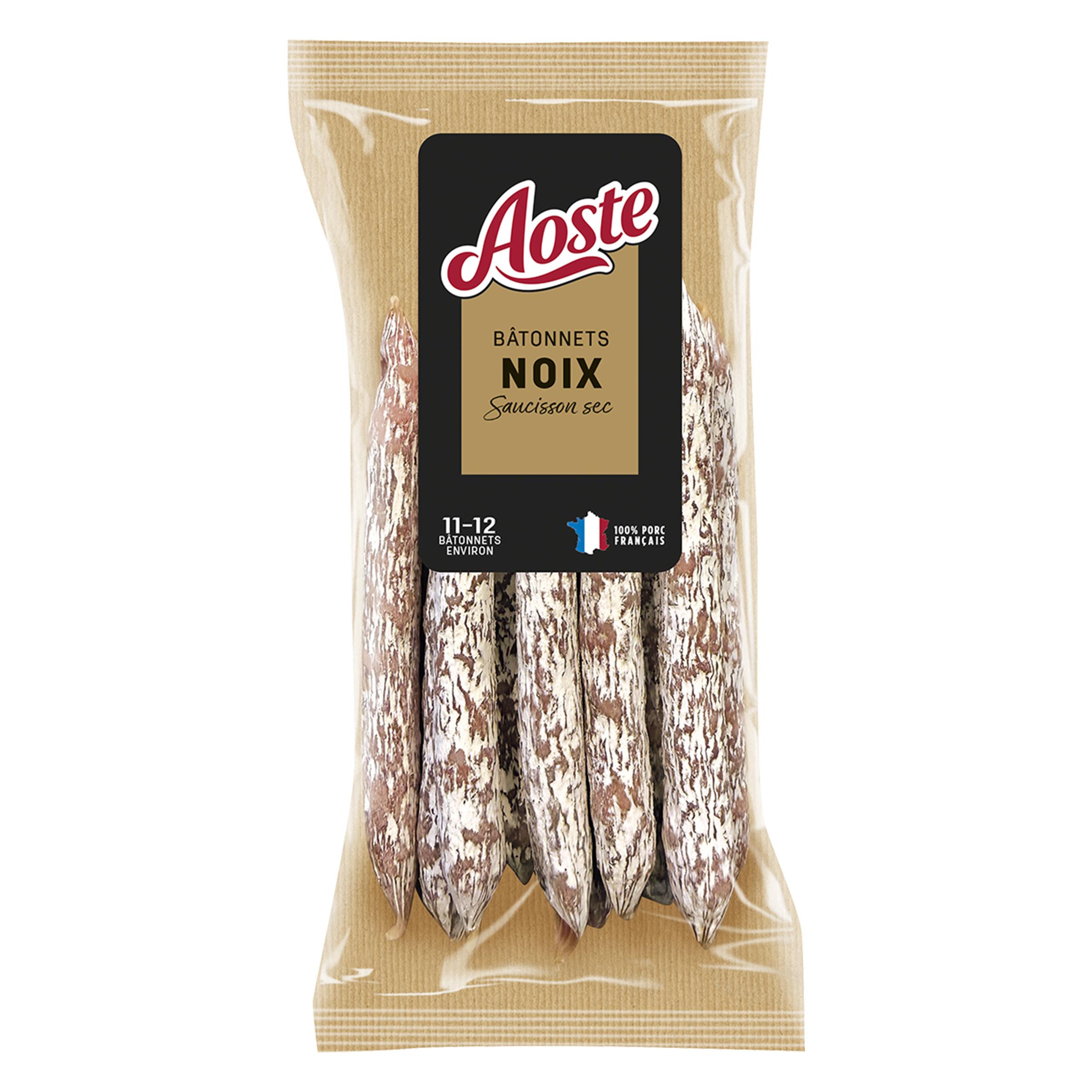 AOSTE Bâtonnets de saucisson sec aux noix Environ 11/12 pièces 120g