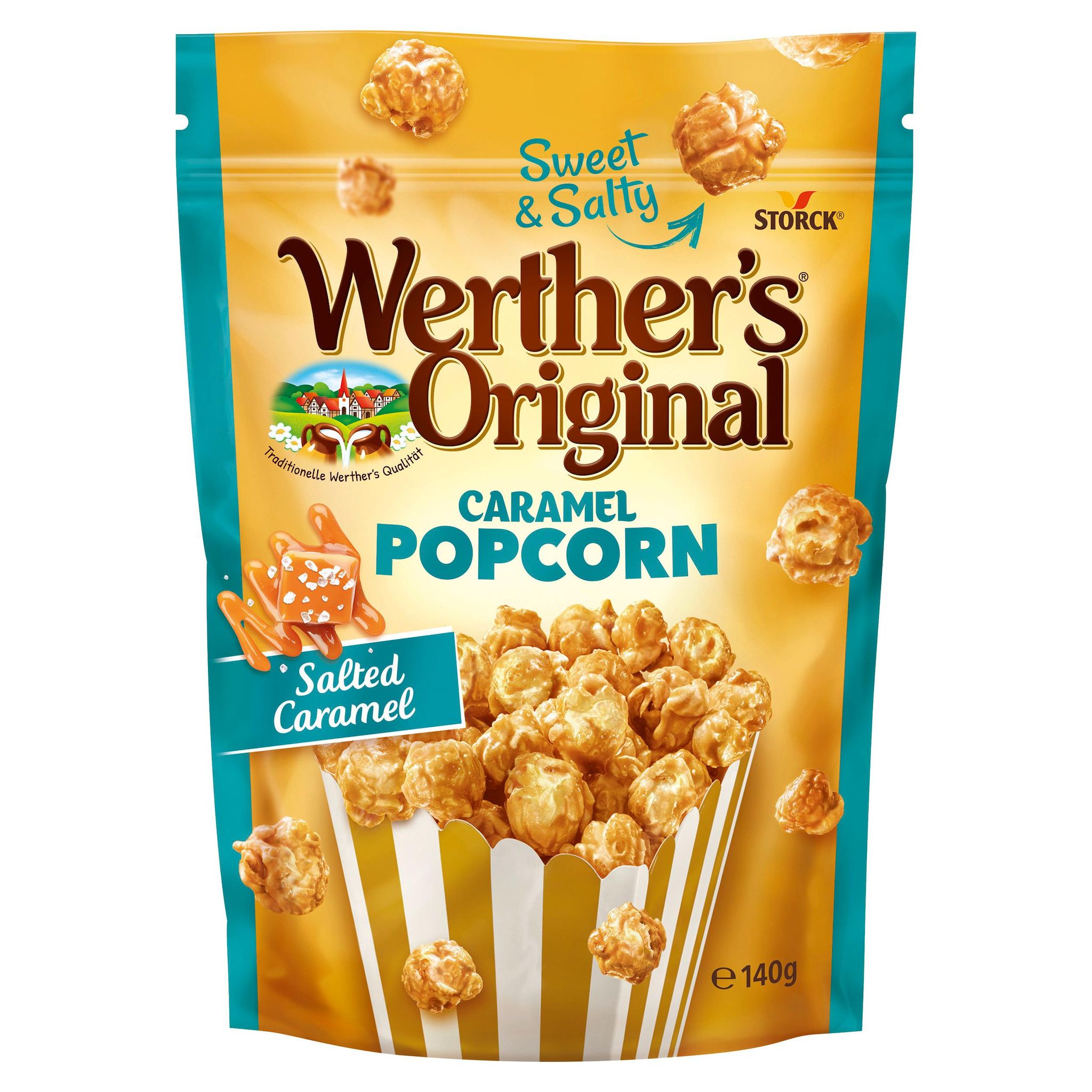 WERTHER'S Pop-corn enrobé de caramel crémeux finement salé 140g