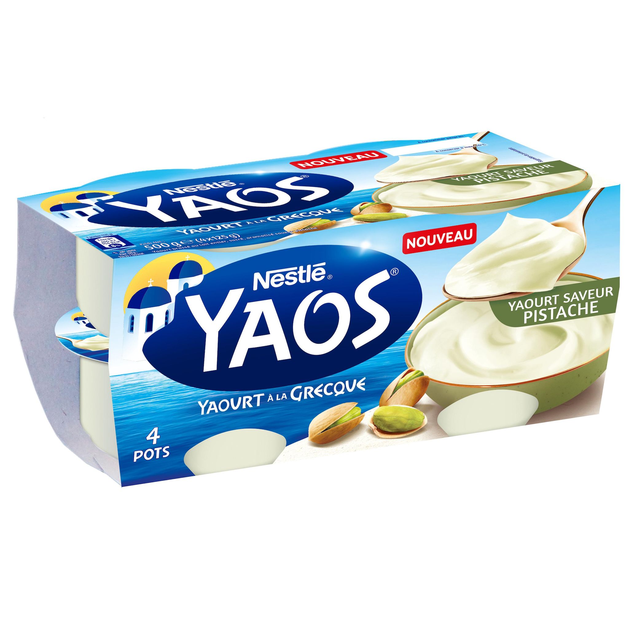 YAOS Yaourt à la grecque brassé saveur pistache 4x125g