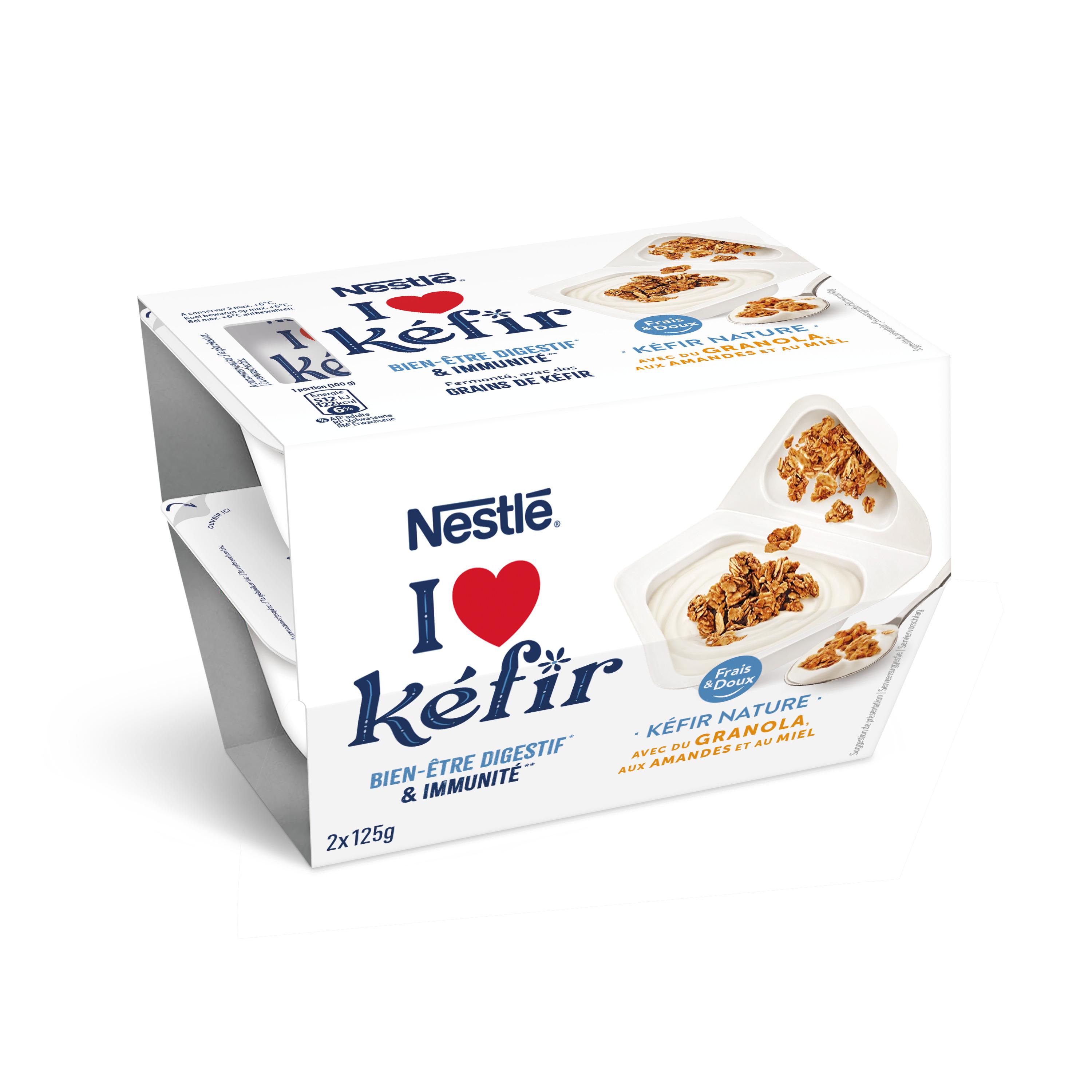 NESTLE I love Kéfir nature avec granola amandes et miel 2x125g
