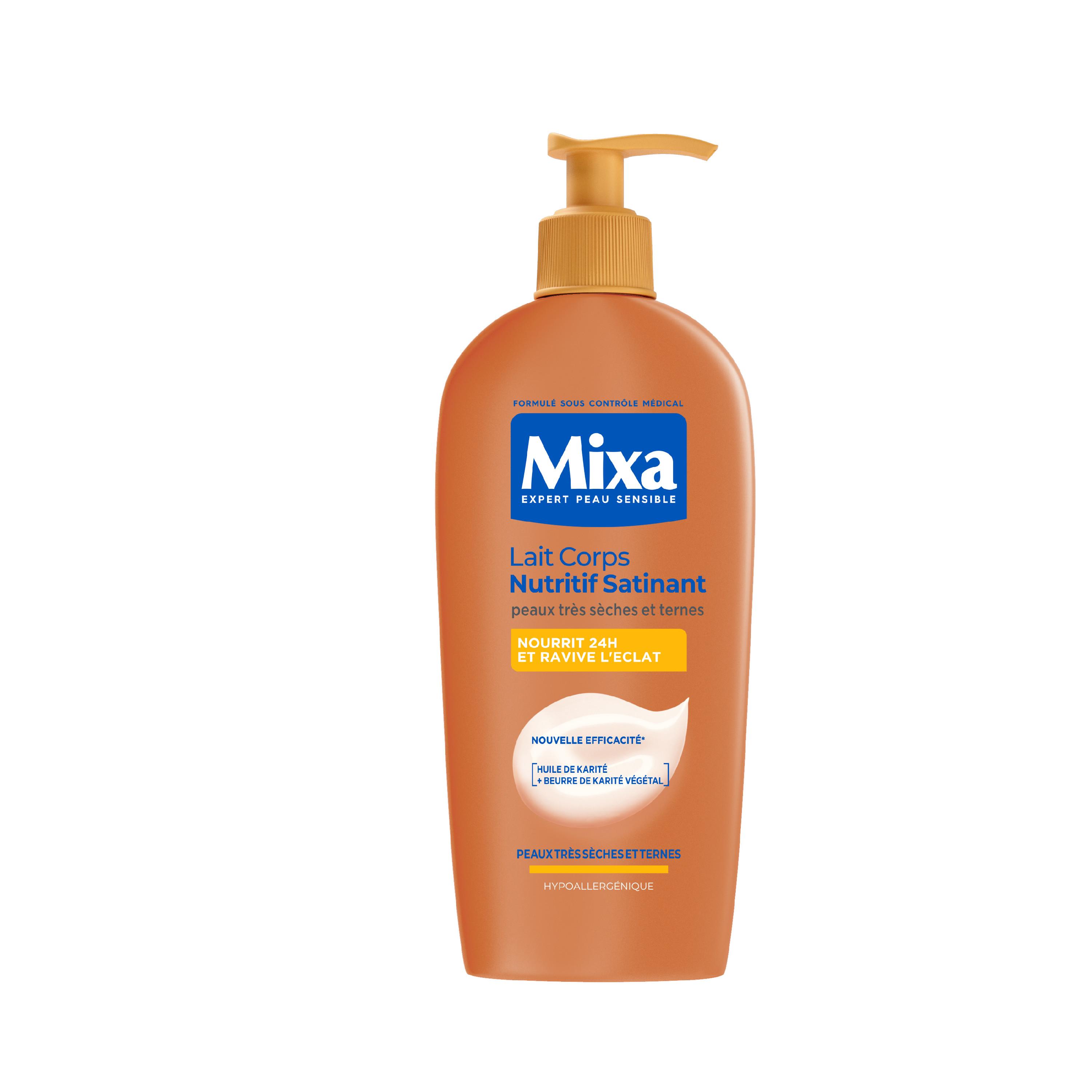 MIXA Lait corps nutritif satinant huile de karité et beurre de karité végétal peaux très sèches et ternes 250ml