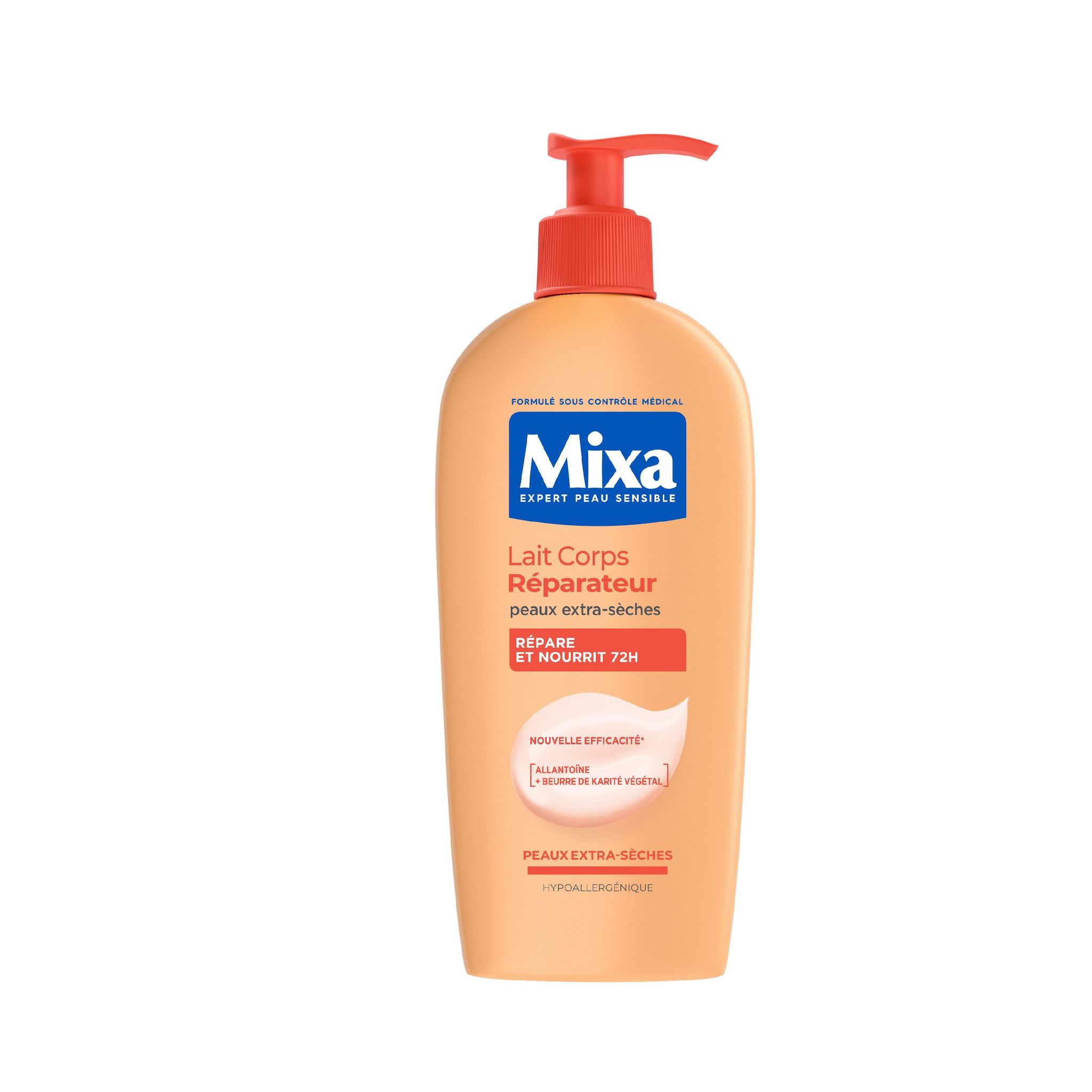 MIXA Lait corps réparateur 72H allantoïne et beurre de karité végétal peaux extra sèches 250ml