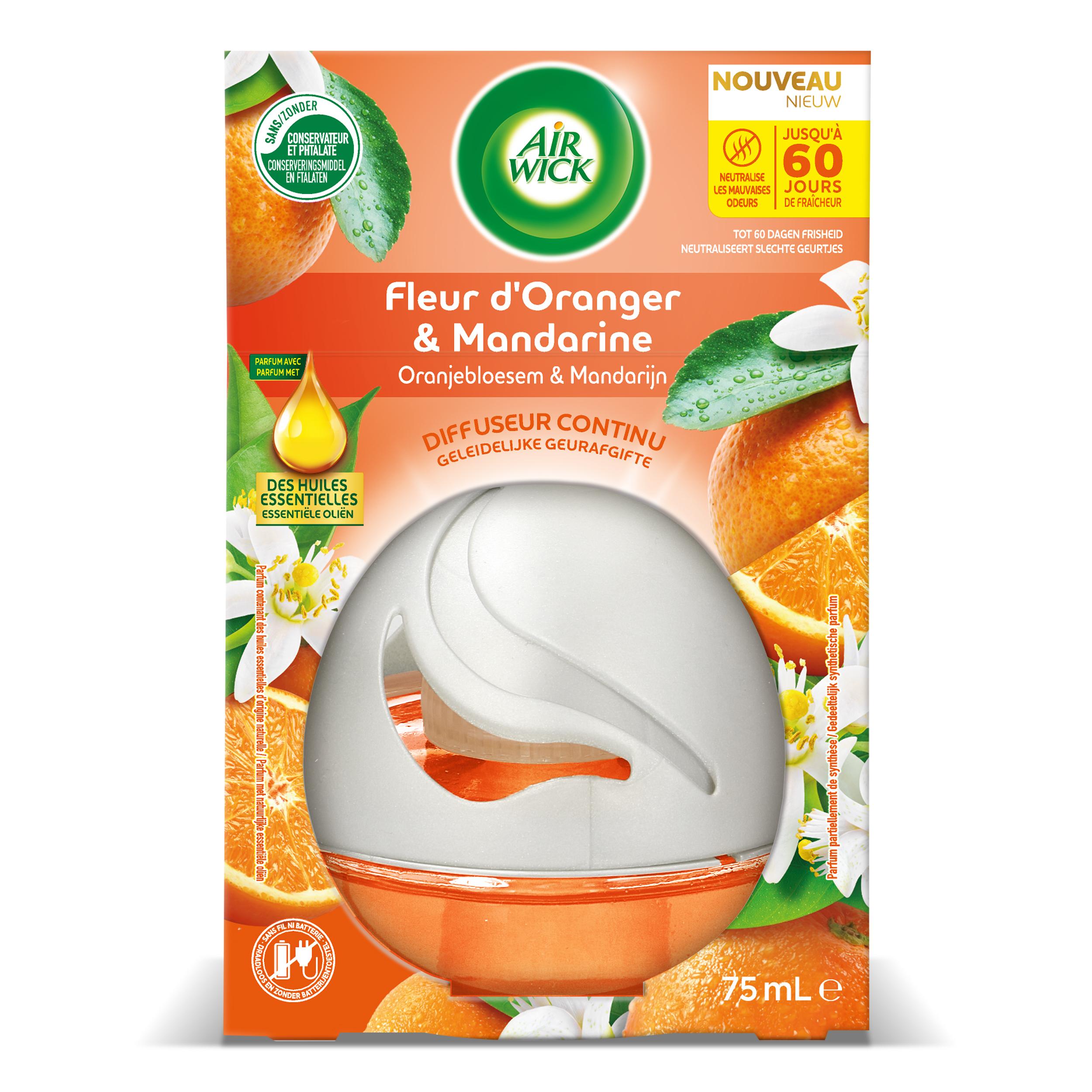 AIR WICK Diffuseur continu électrique désodorisant fleur d'oranger & mandarine 75ml