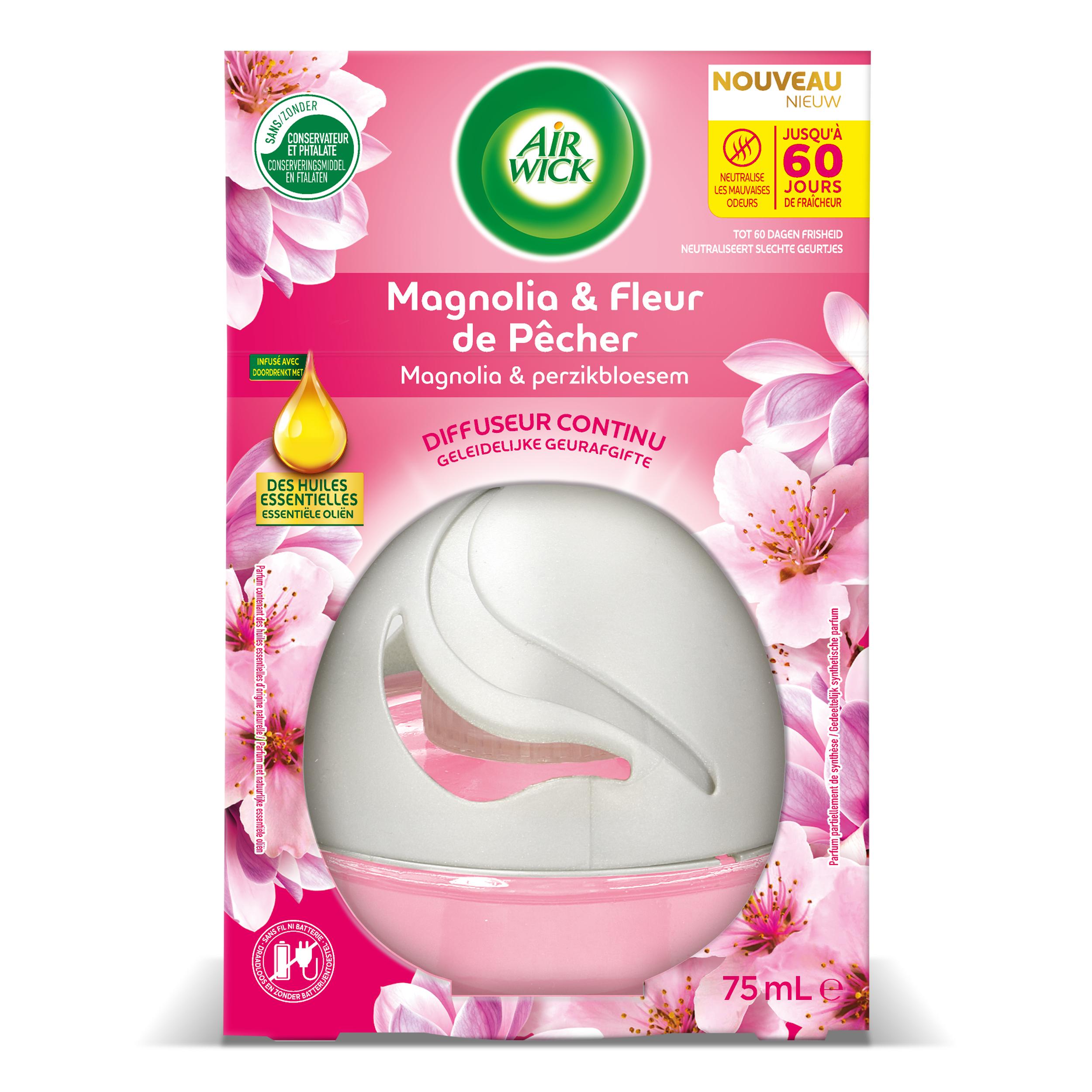 AIR WICK Diffuseur continu électrique désodorisant magnolia et fleur de pêcher 75ml