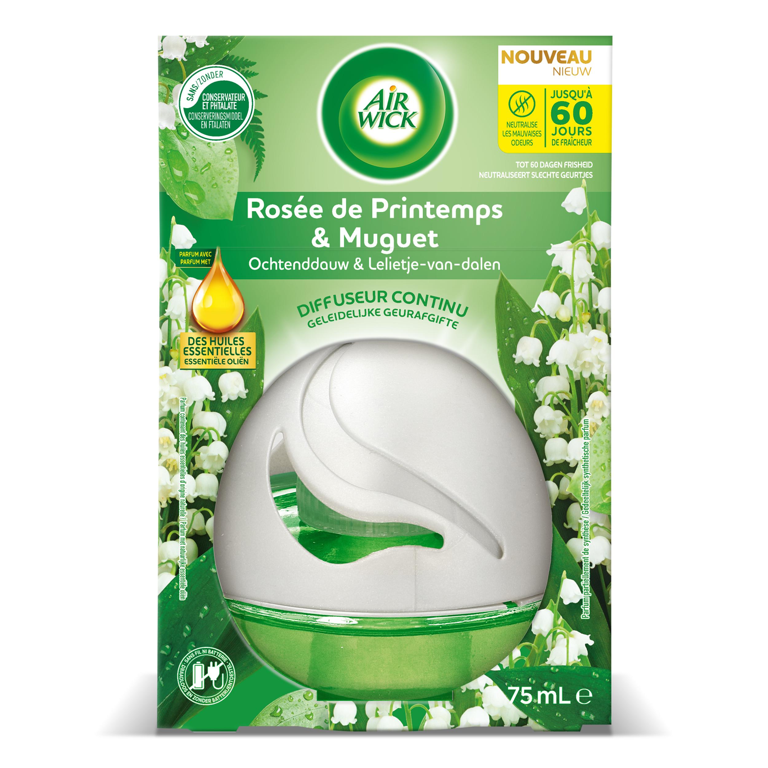 AIR WICK Diffuseur continu désodorisant rosée de printemps et muguet 75ml