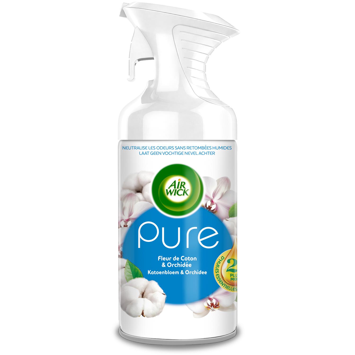 AIR WICK Aérosol désodorisant sans retombées humides fleur de coton et orchidée 250ml