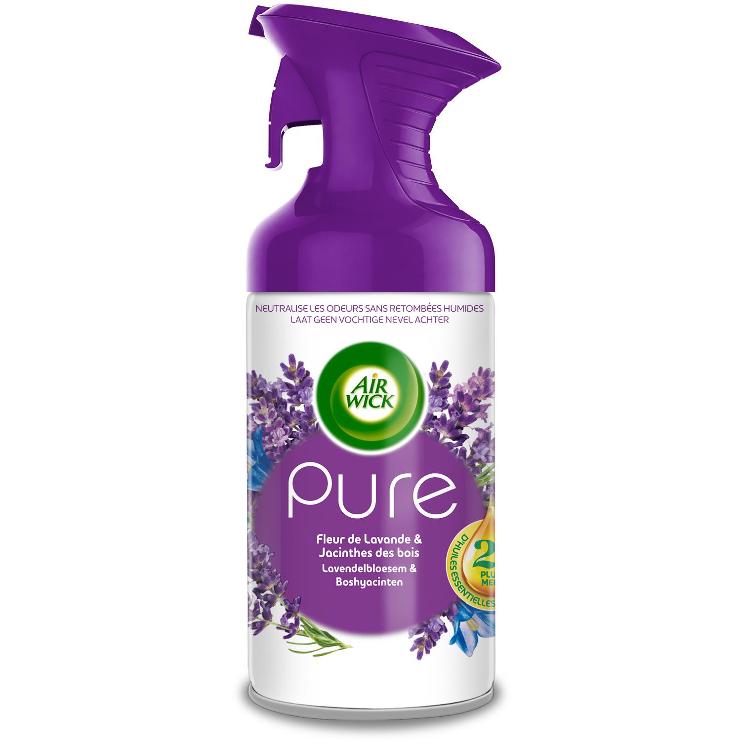 AIR WICK Aérosol désodorisant sans retombées humides fleur de lavande et jacinthes des bois 250ml