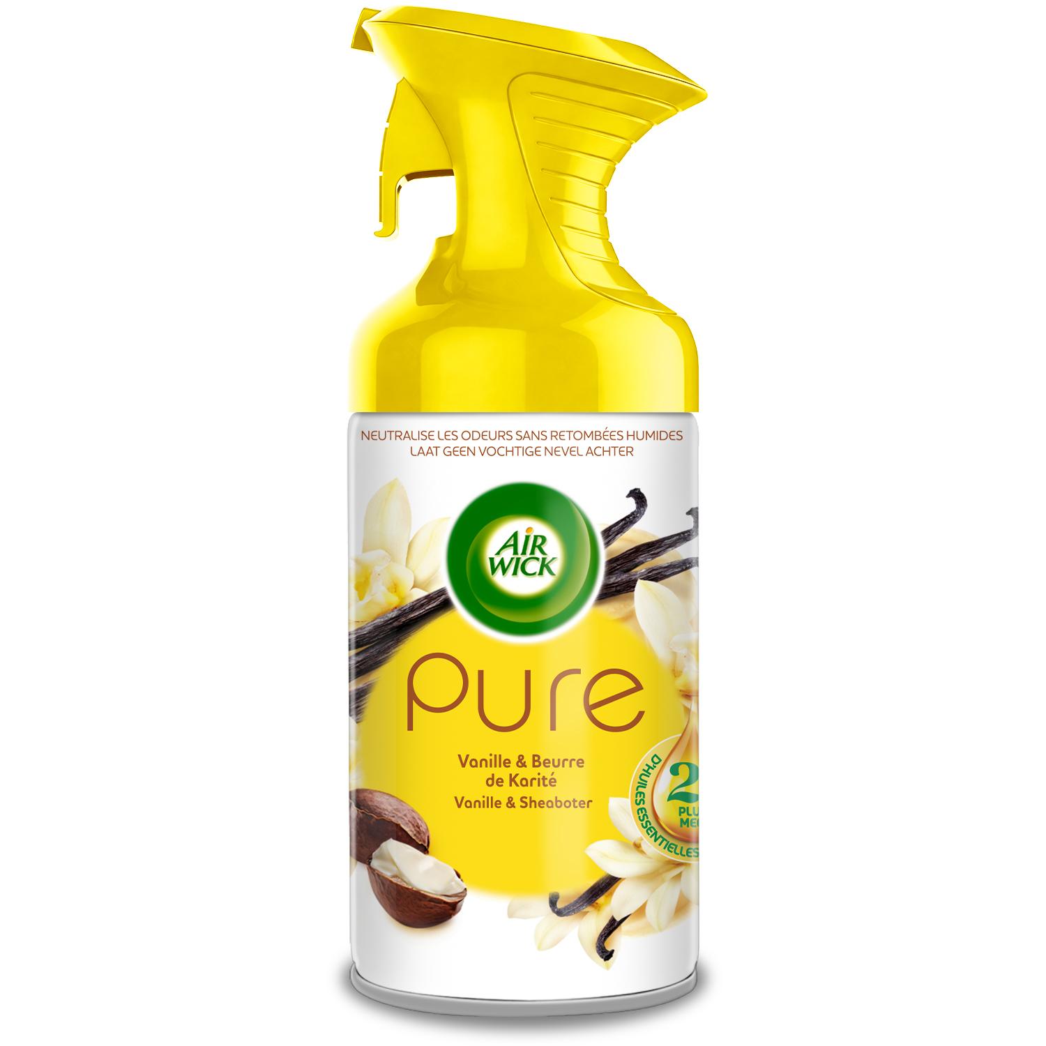 AIR WICK Aérosol désodorisant sans retombées humides vanille beurre de karité 250ml