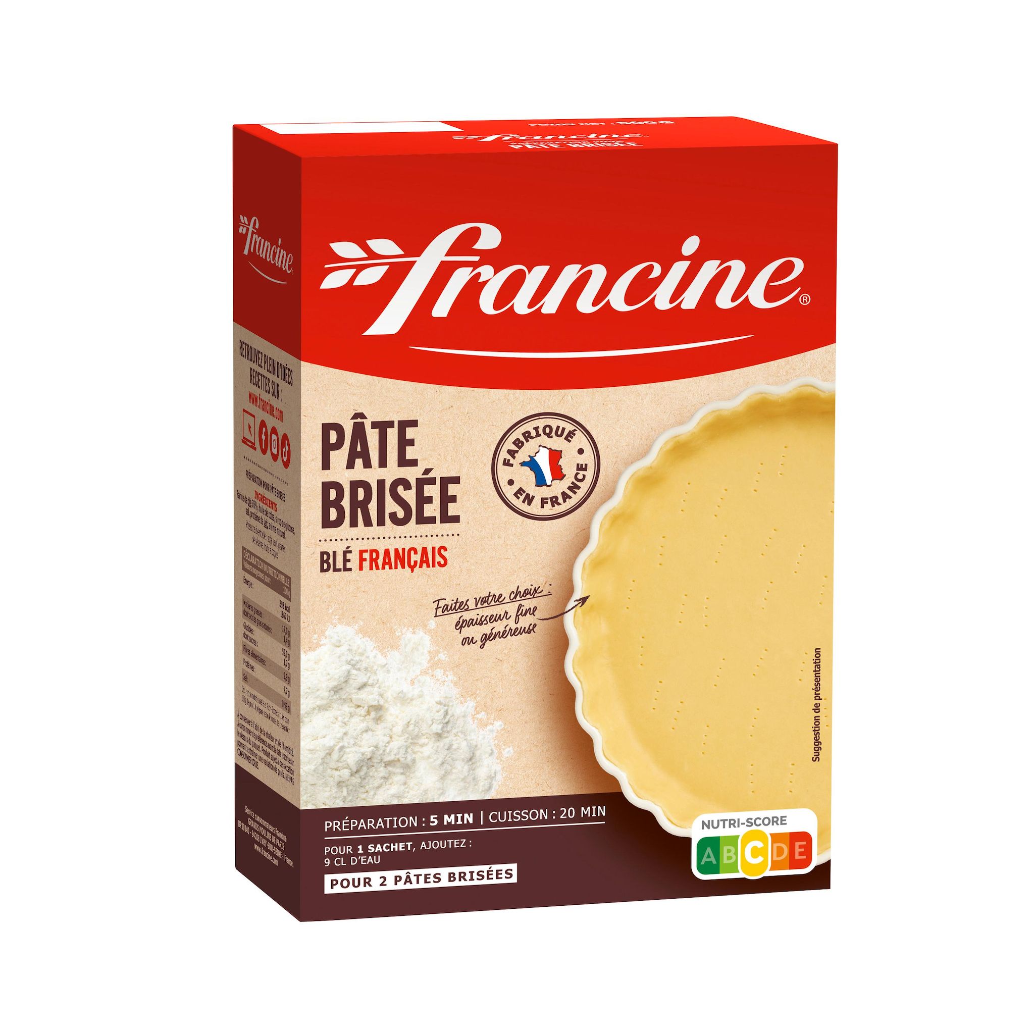 FRANCINE Préparation pour pâte brisée 2 pâtes 500g