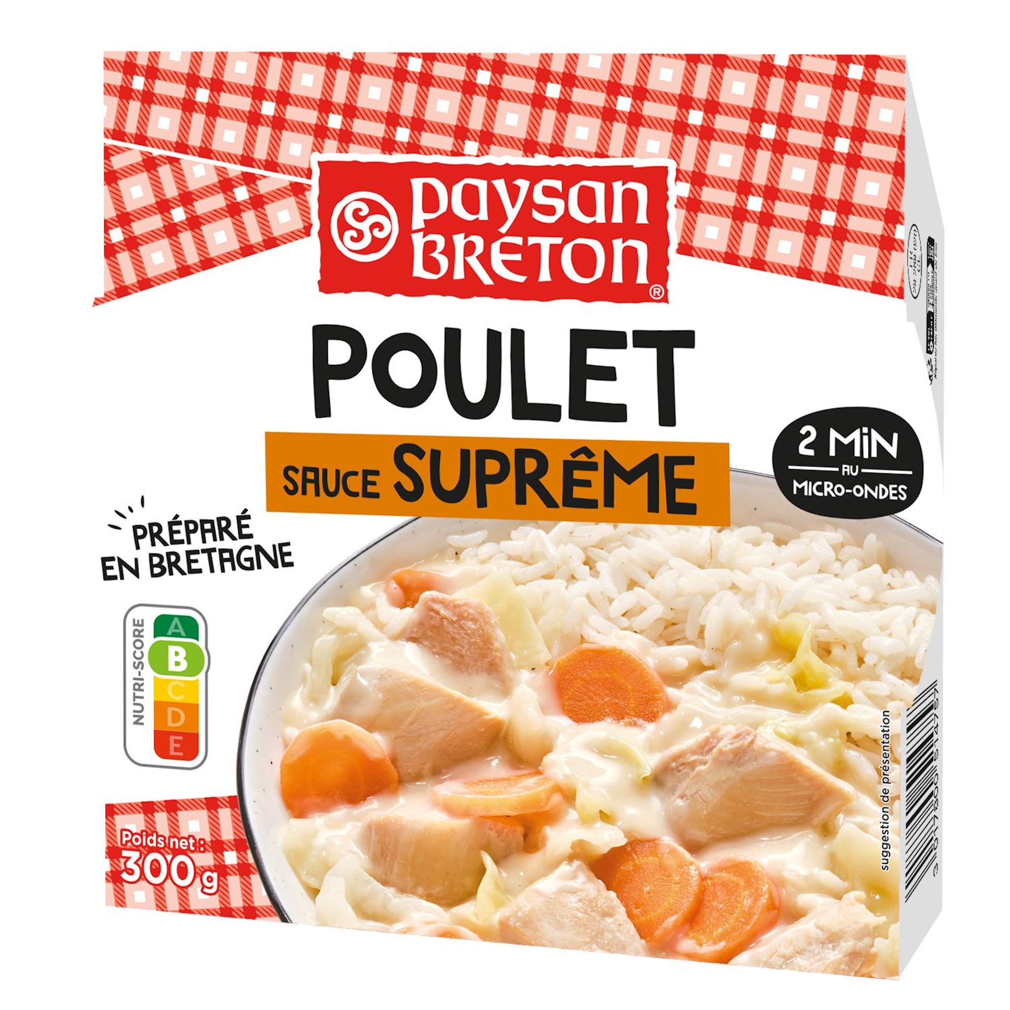 PAYSAN BRETON Poulet sauce suprême barquette 2min au micro ondes 1 portion 300g