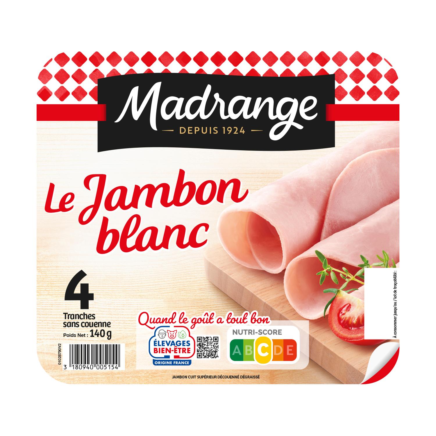 MADRANGE Le jambon blanc sans couenne 4 tranches 140g