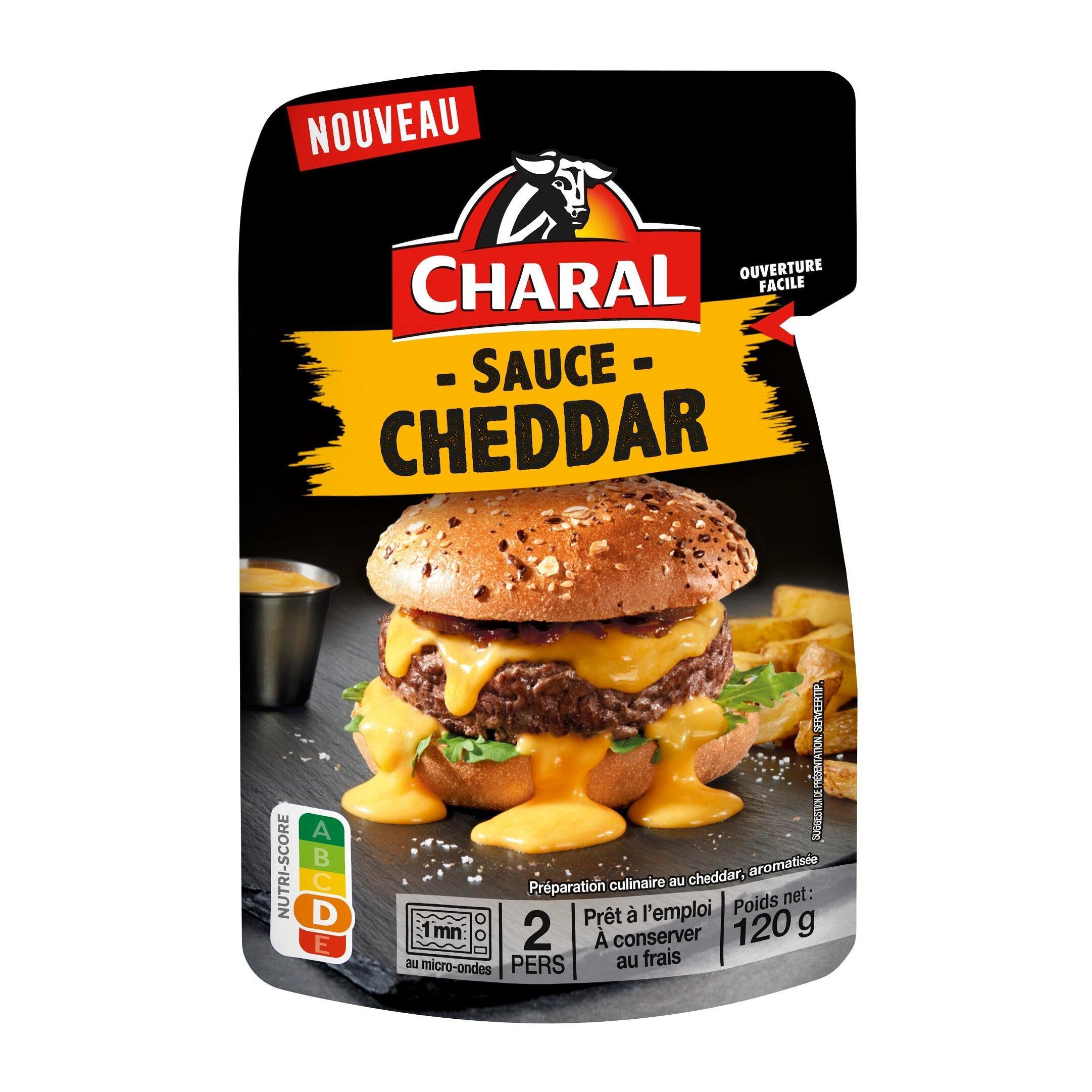 CHARAL Sauce cheddar prête à réchauffer pour viande ou burger 2 parts 120g