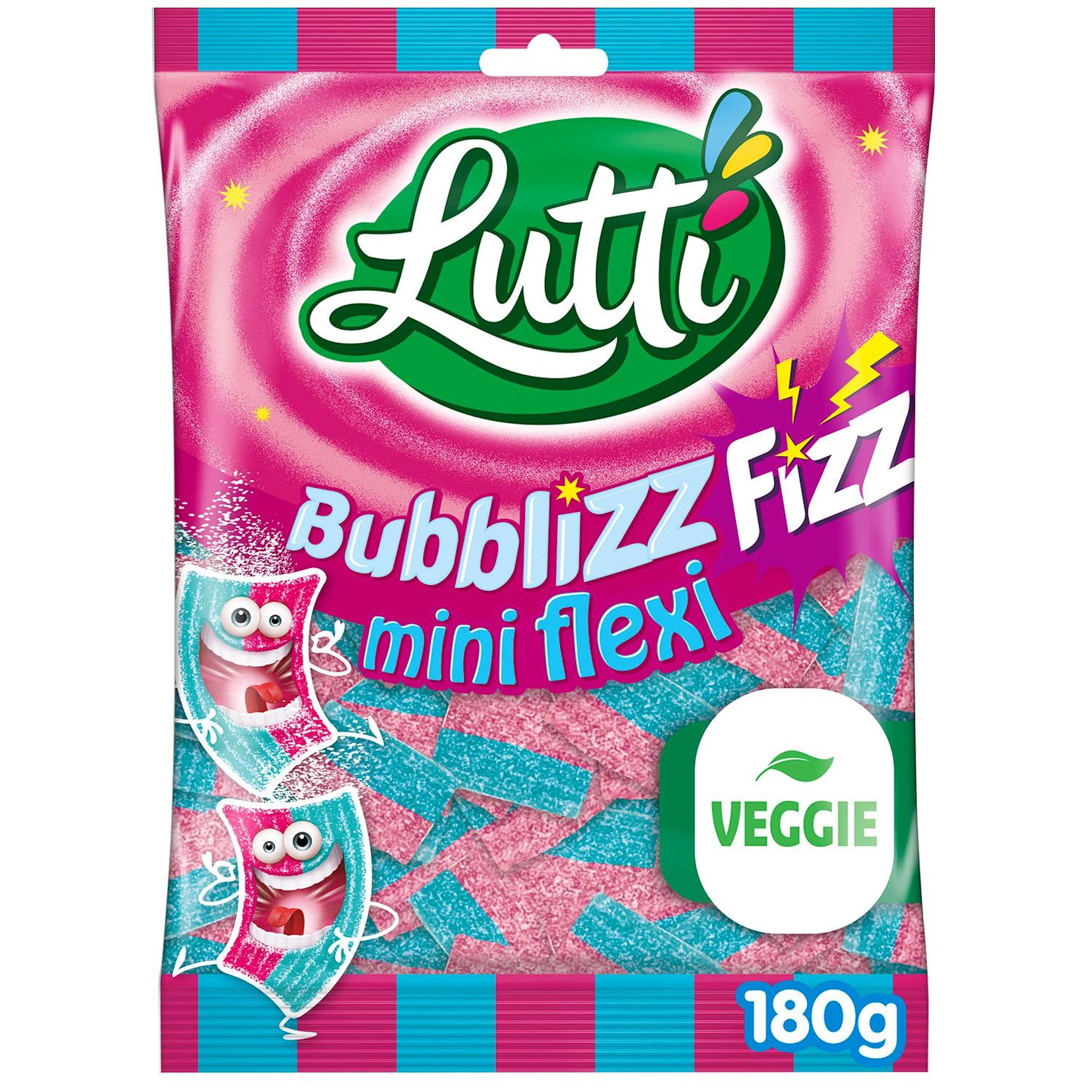 LUTTI Mini Flexi Bubblizz bonbons gélifiés goût bubble gum 180g