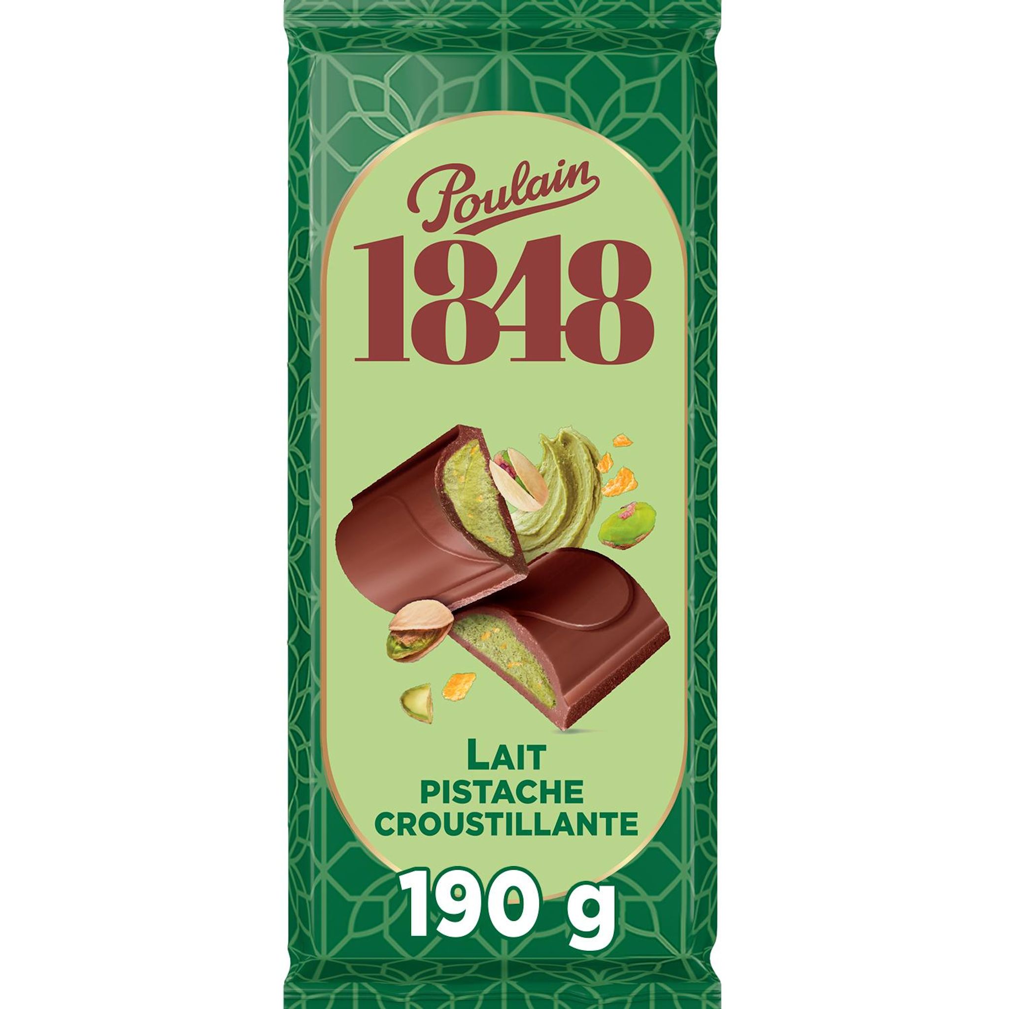 POULAIN 1848 Tablette de chocolat au lait et pistache croustillante 190g