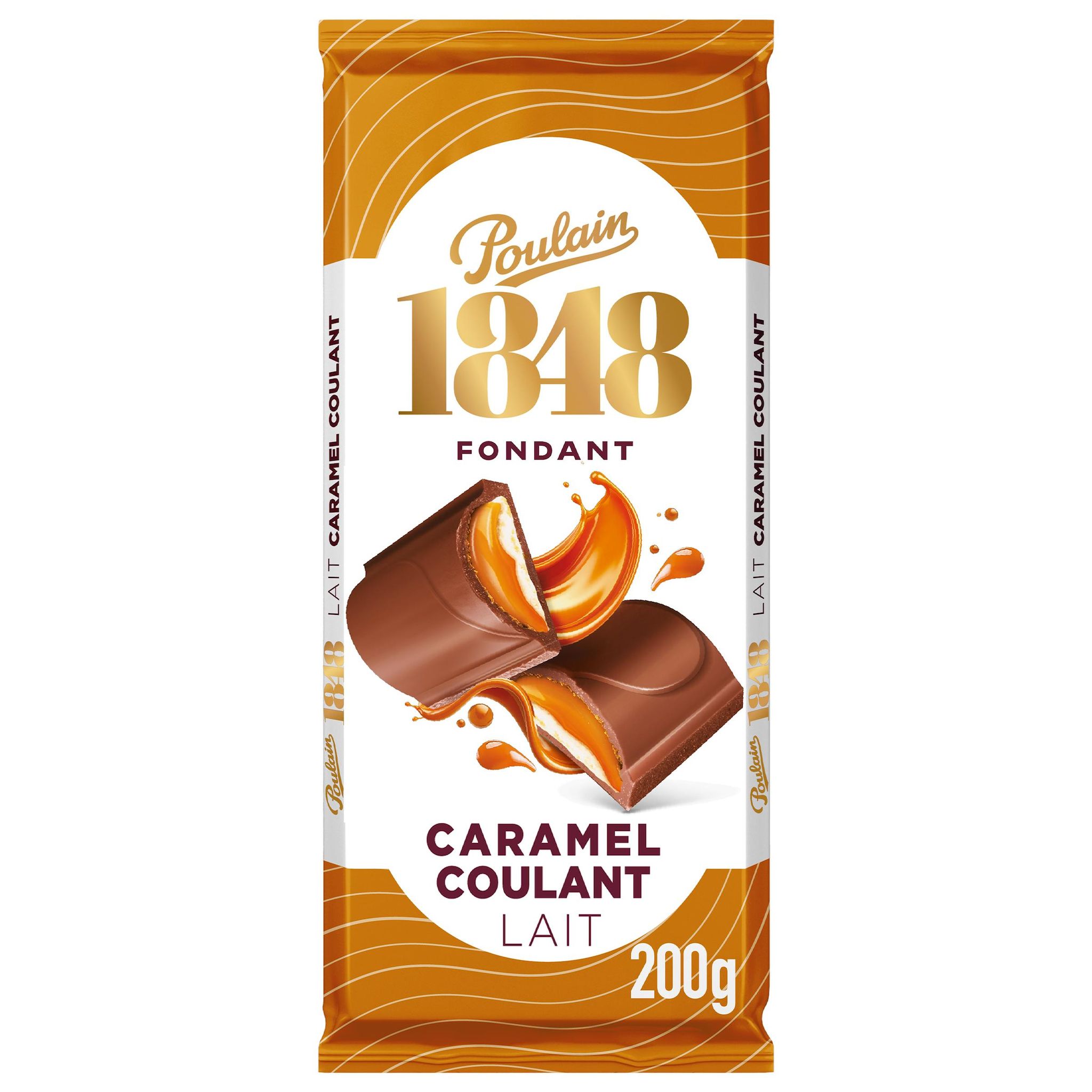 POULAIN 1848 Tablette de chocolat au lait avec une garniture crémeuse au caramel 200g