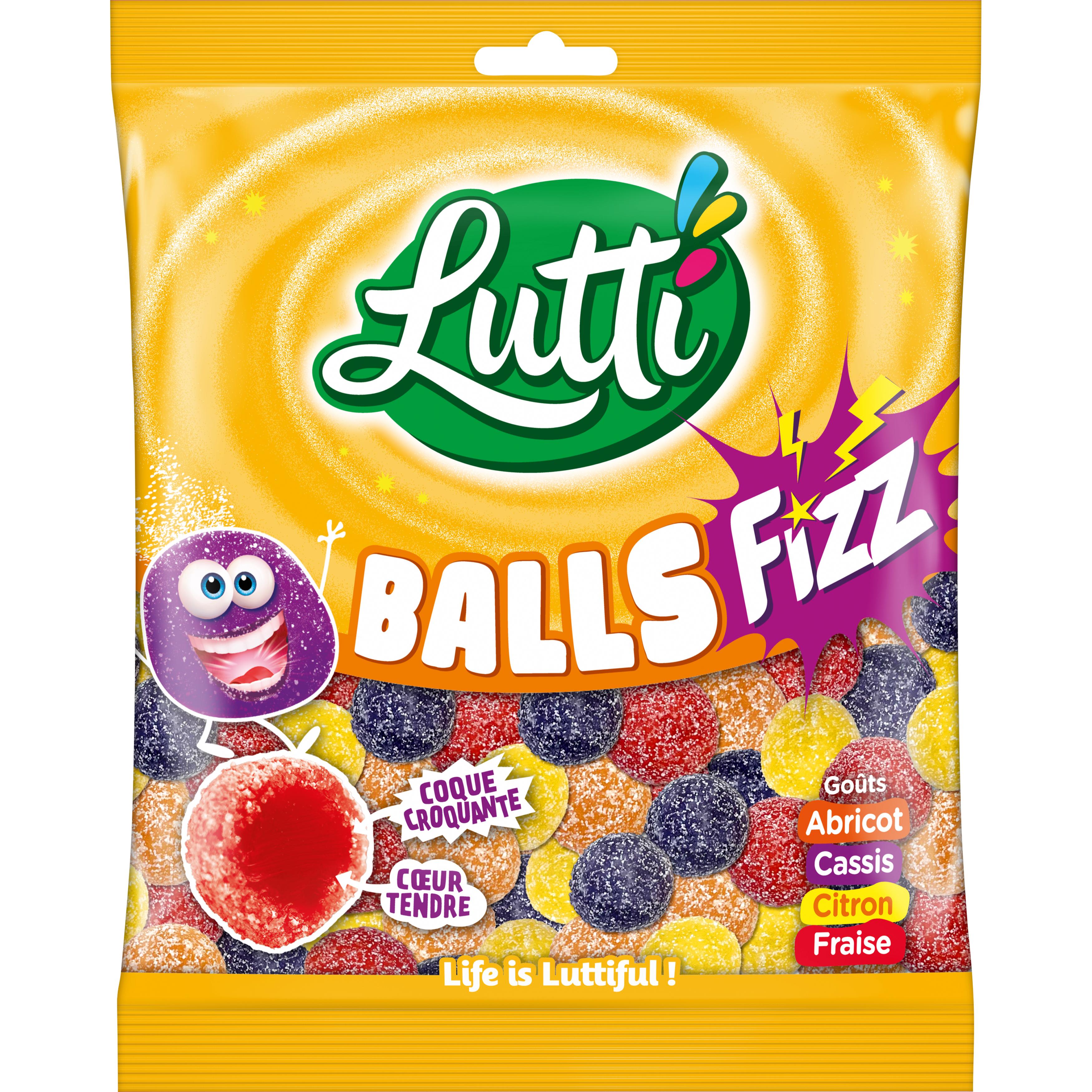 LUTTI Balls Fizz bonbons gélifiés aromatisés aux fruits 180g