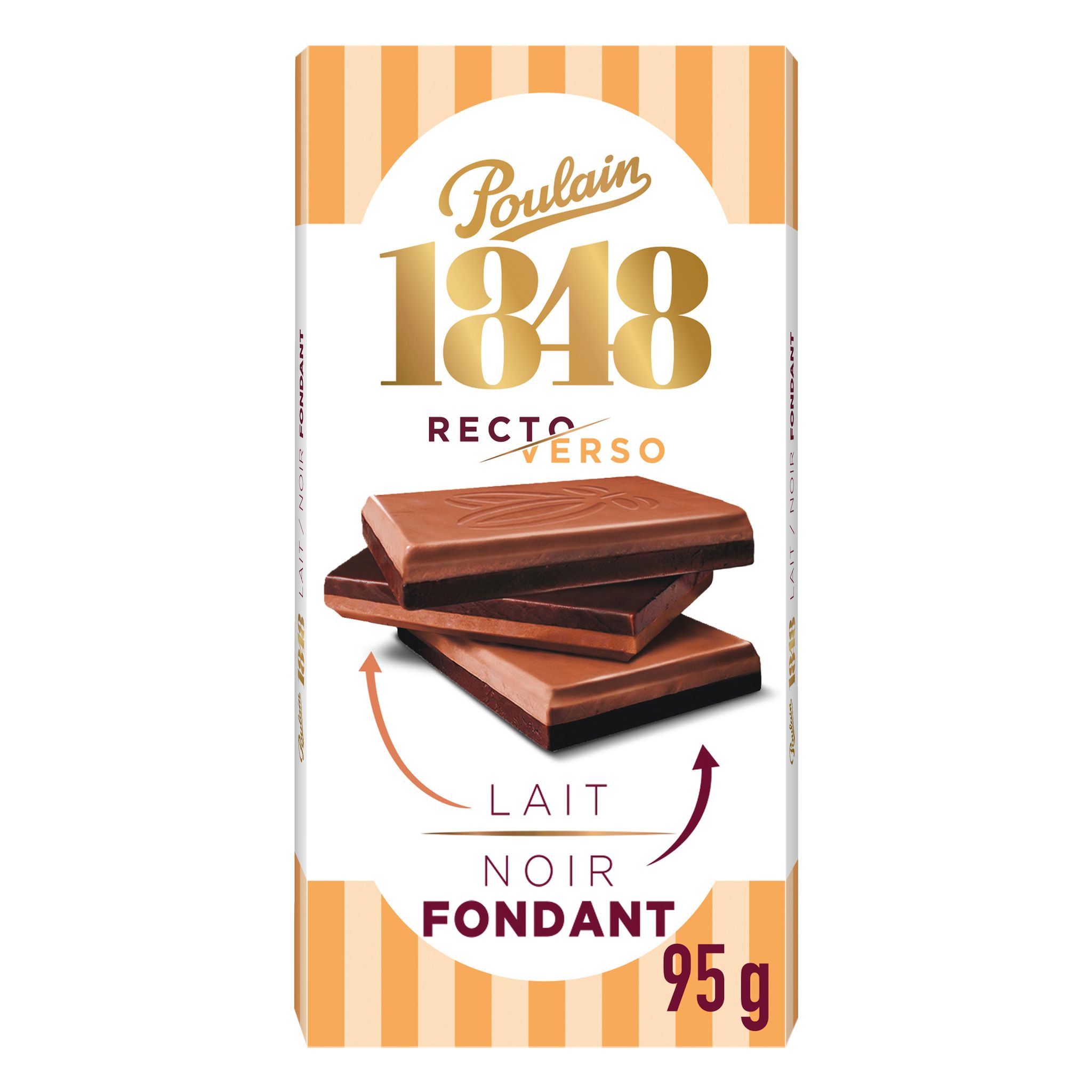 POULAIN 1848 Tablette de chocolat au lait et noir recto verso 95g