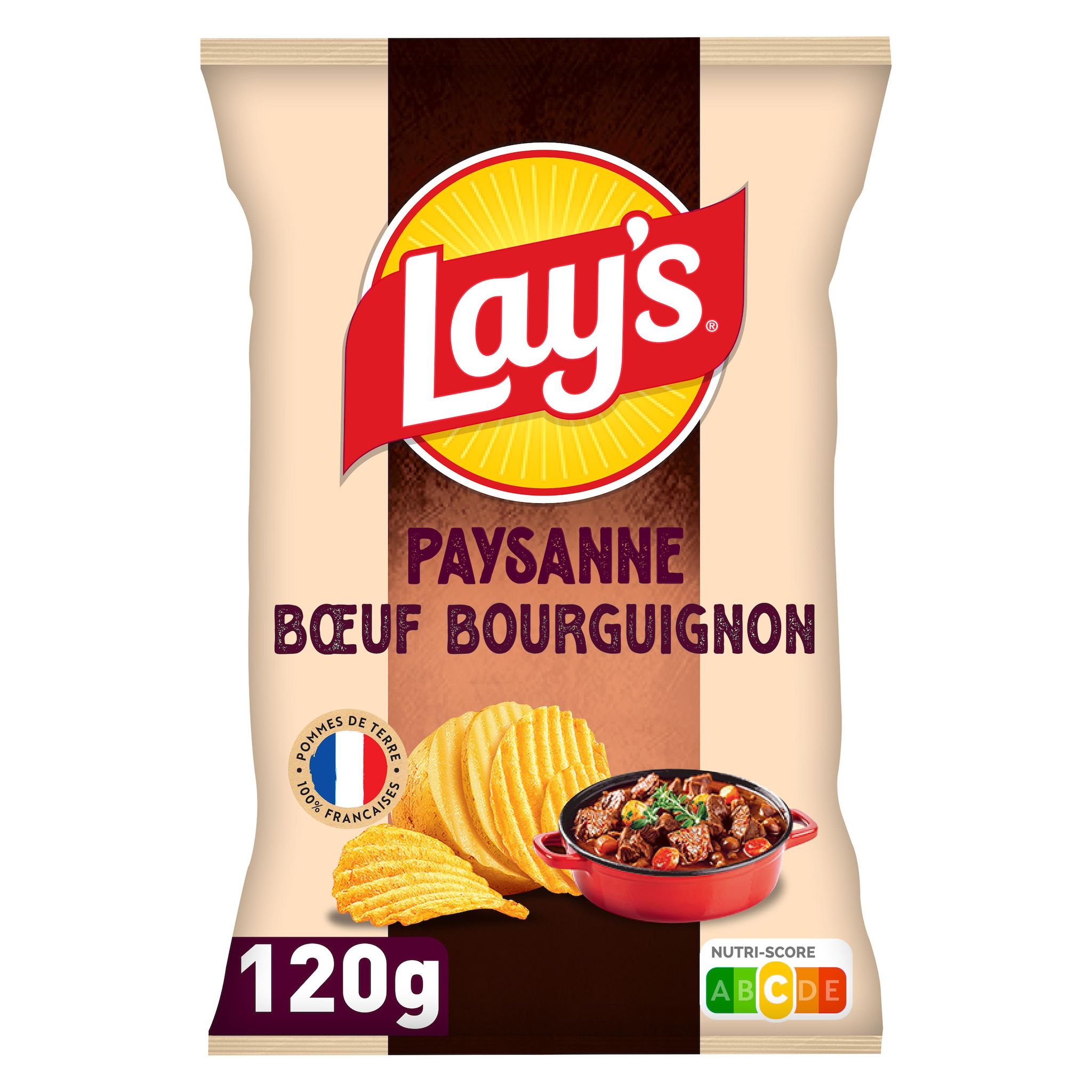 LAY'S Chips ondulées paysanne saveur boeuf bourguignon 120g