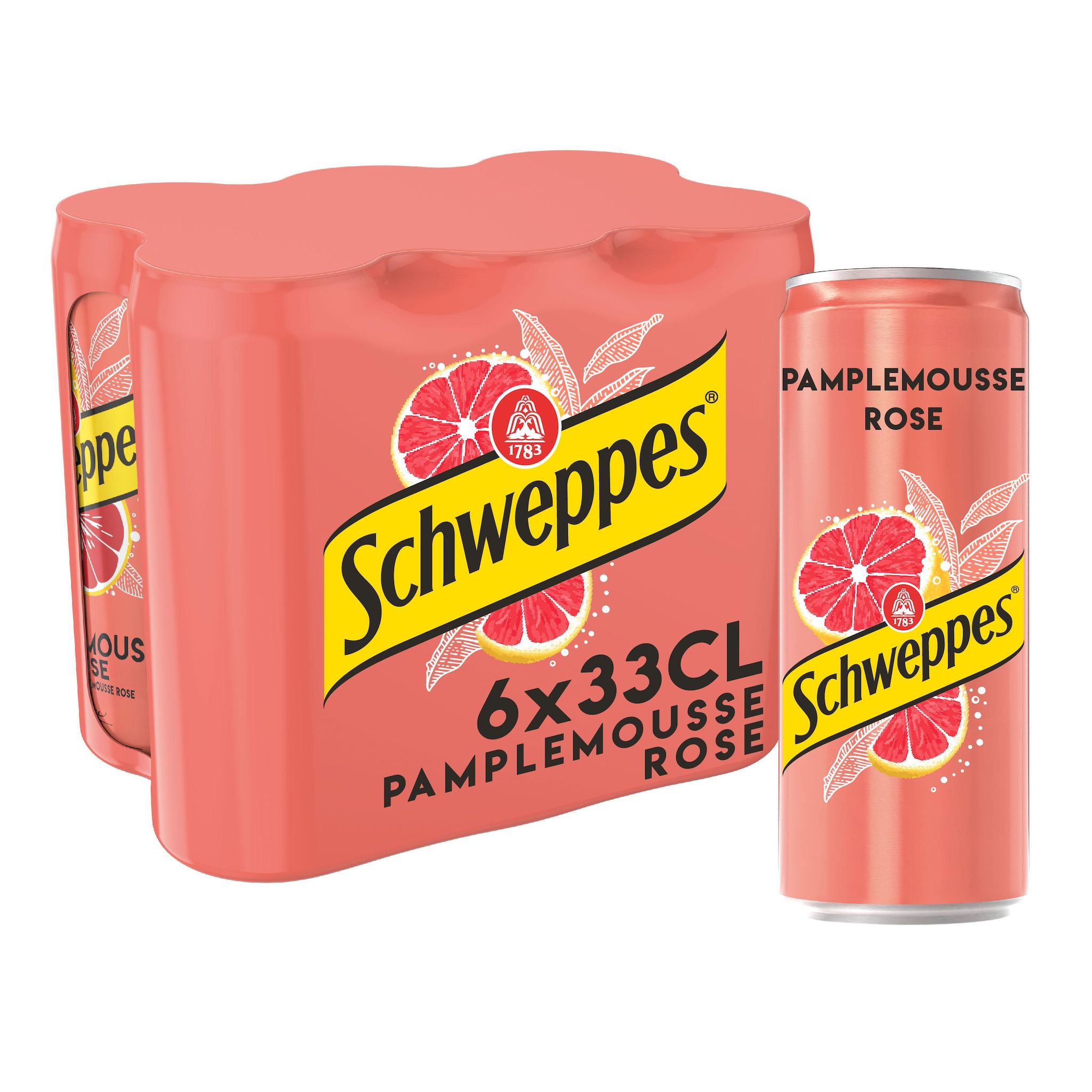 SCHWEPPES Boisson rafraichissante saveur pamplemousse rose boîte 6x33cl