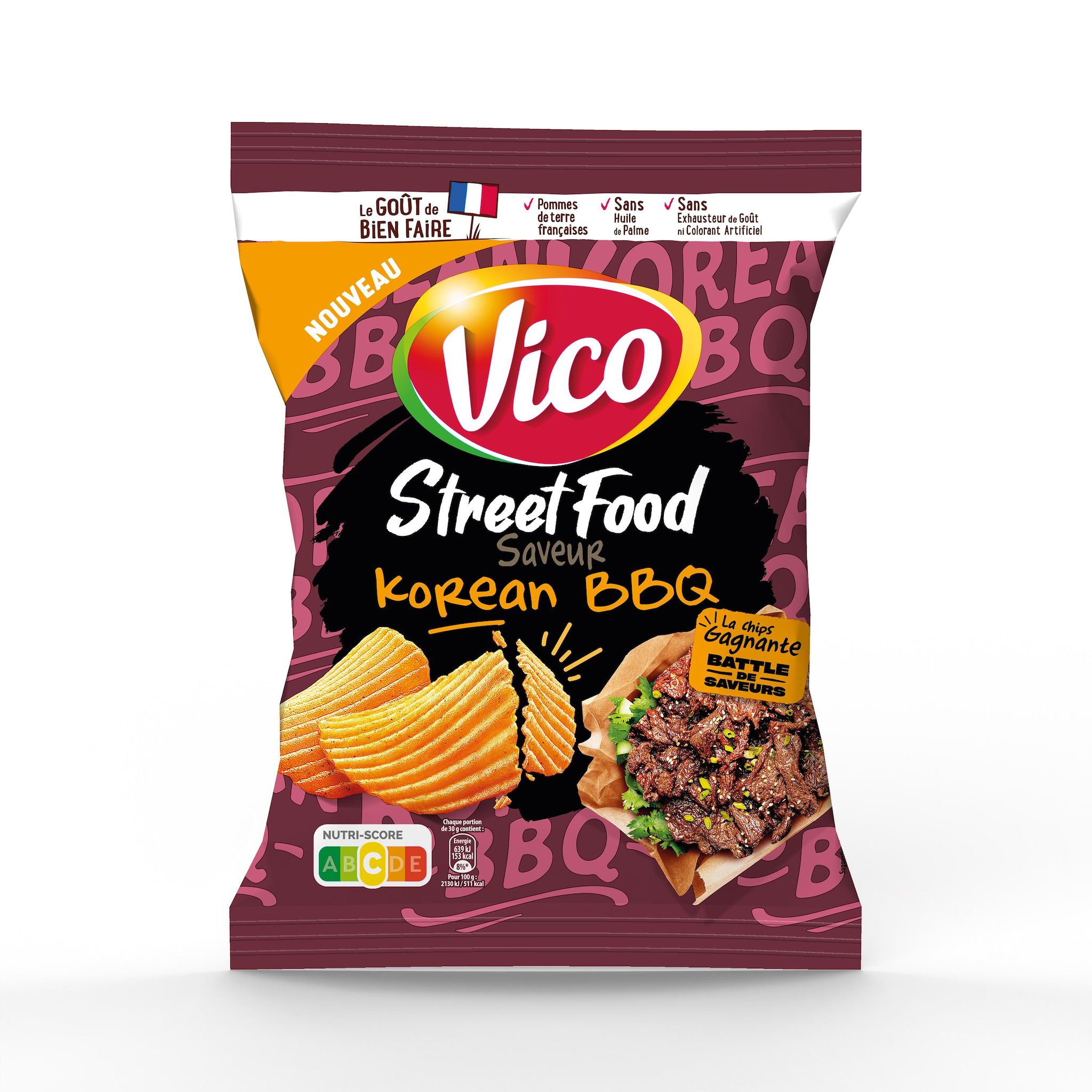 VICO Chips ondulées Street Food saveur barbecue coréen 120g