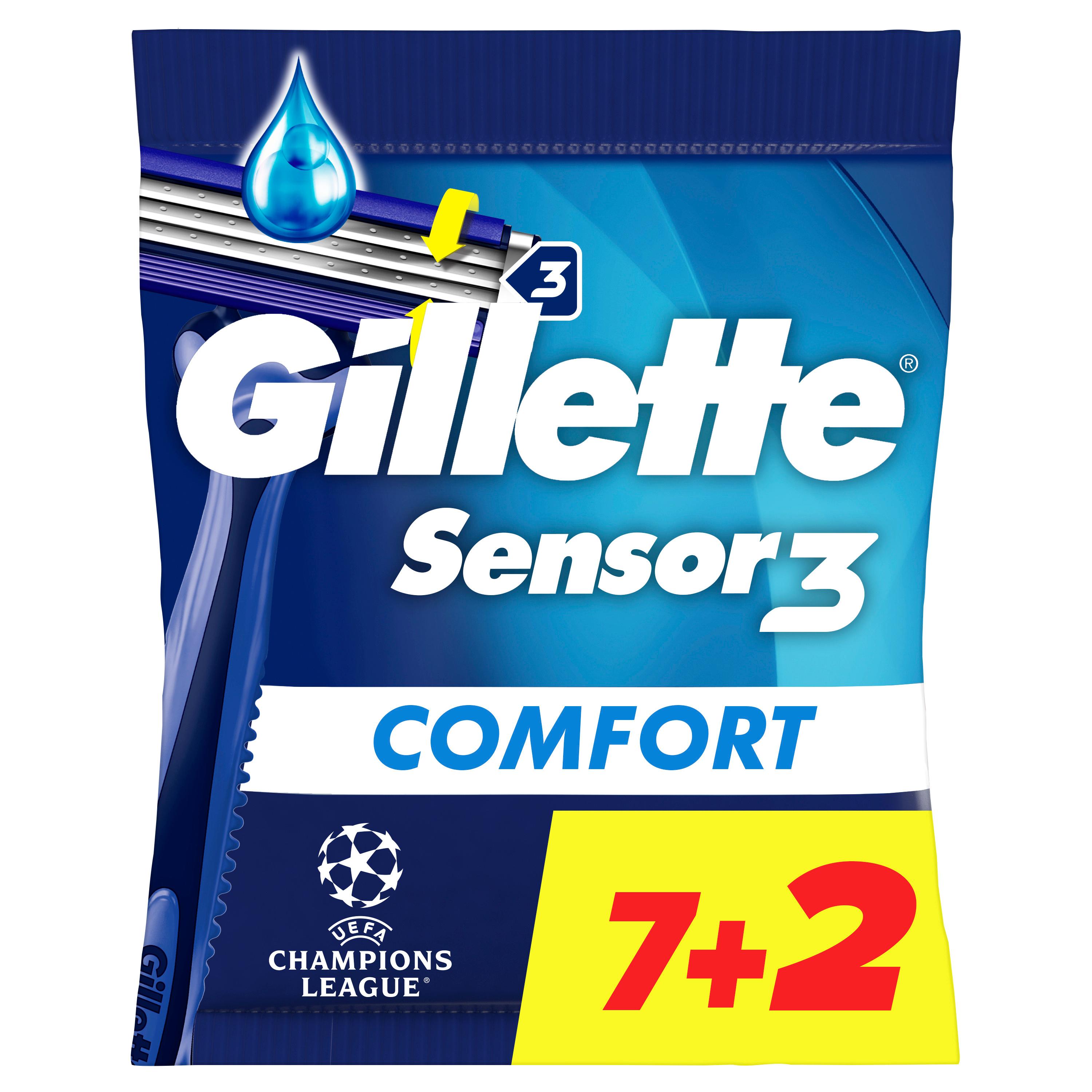 GILLETTE Sensor 3 Rasoirs jetables comfort 7+2 rasoirs