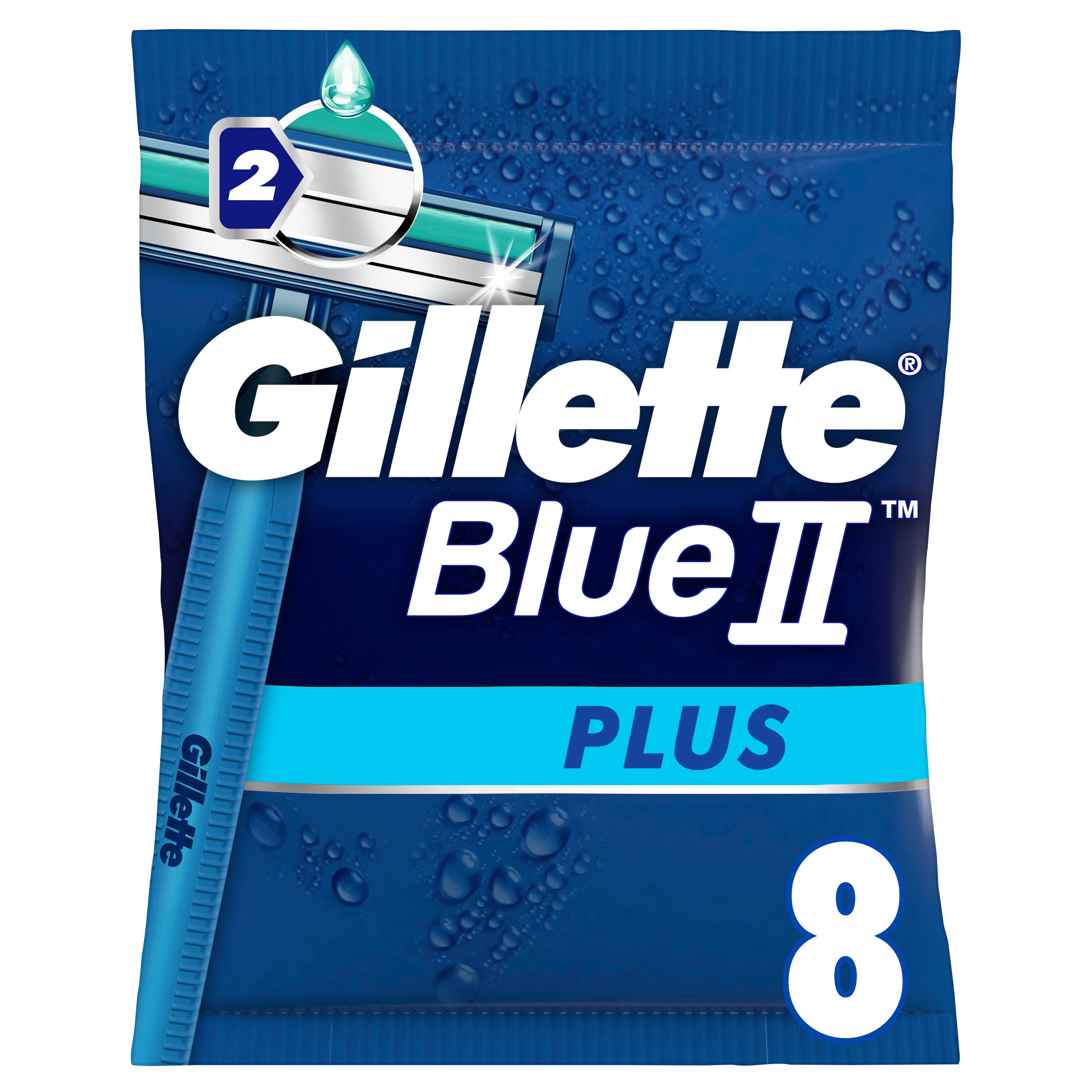 GILLETTE Rasoir jetable Blue II 2 lames avec bande lubrifiante 8 rasoirs