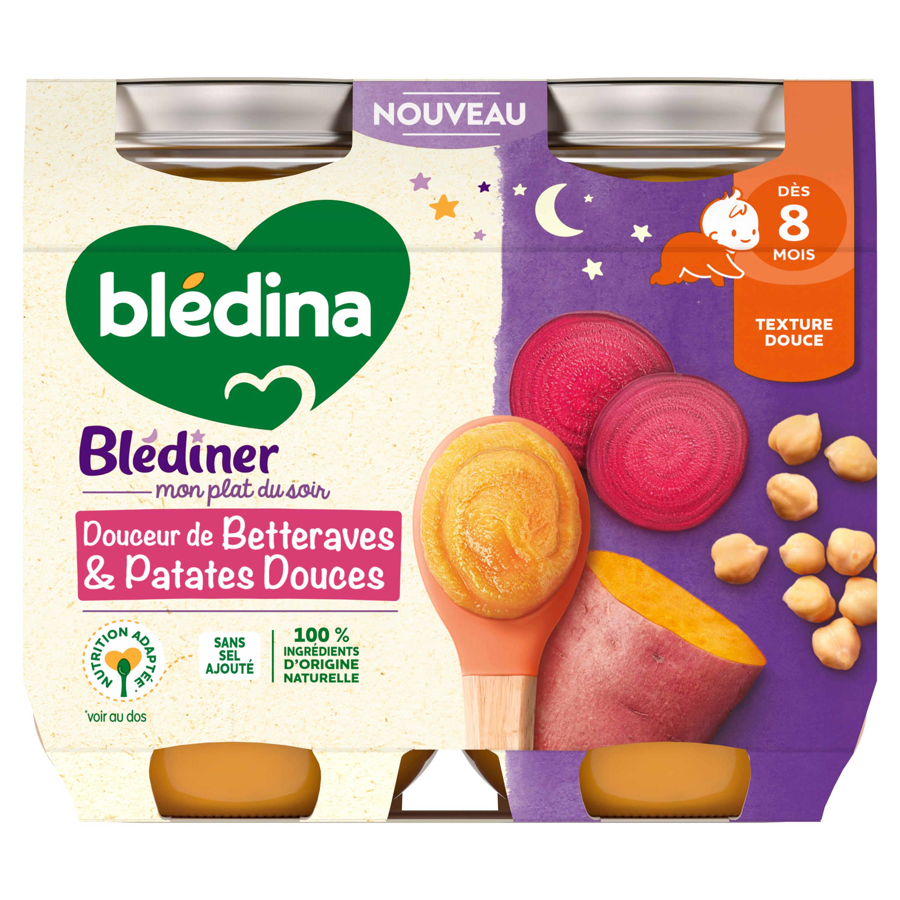 BLEDINA Blédiner petit pot betteraves et patates douces dès 8 mois 2x200g