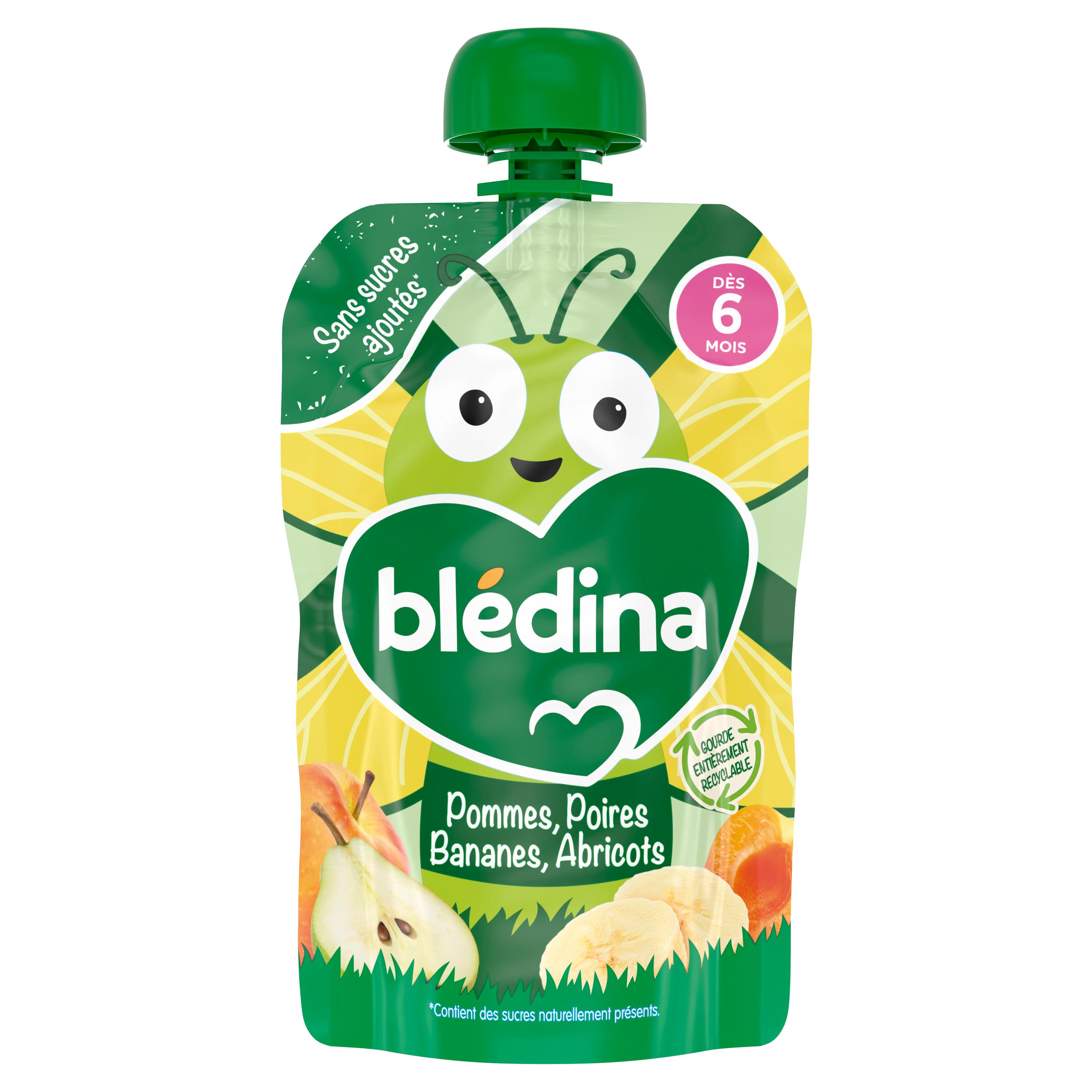 BLEDINA Gourde dessert pommes poires bananes abricots dès 6 mois 100g