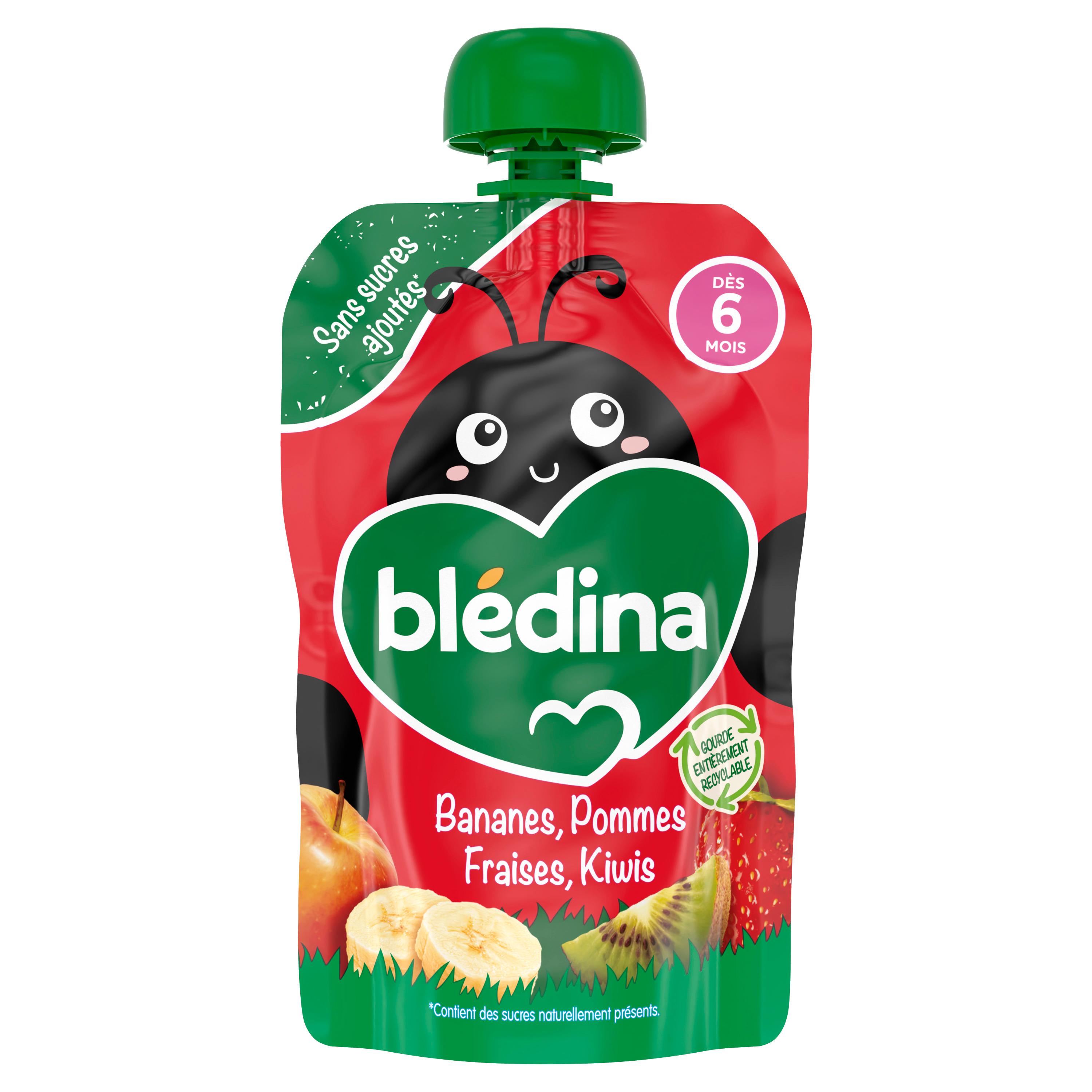 BLEDINA Gourde dessert pommes bananes fraises kiwis dès 6 mois 100g