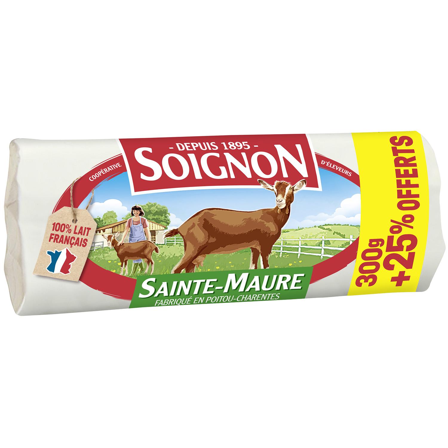 SOIGNON Fromage de chèvre au lait pasteurisé 300g + 25% offert