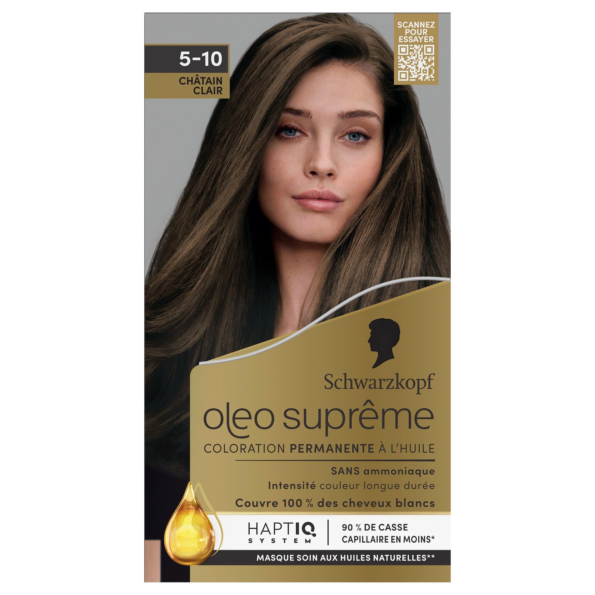 SCHWARZKOPF Oleo Suprême Coloration permanente à l'huile sans ammoniaque 5.10 châtain clair 1 kit