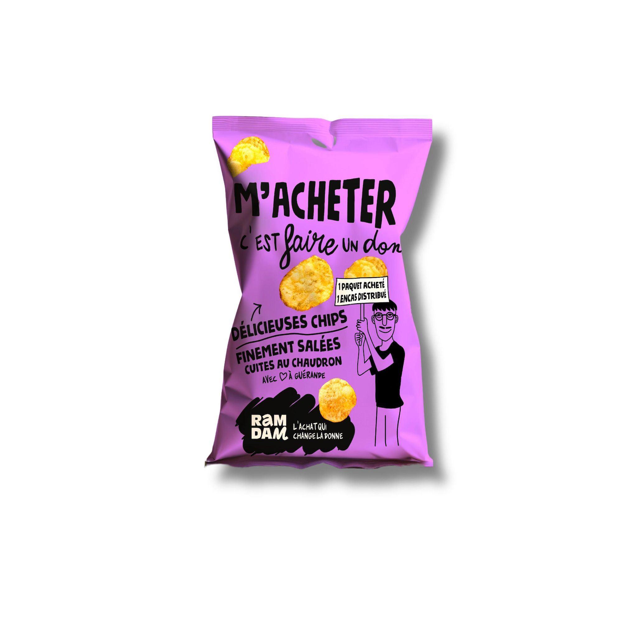 RAMDAM SOCIAL Chips finement salées artisanales au sel de Guérande 125g