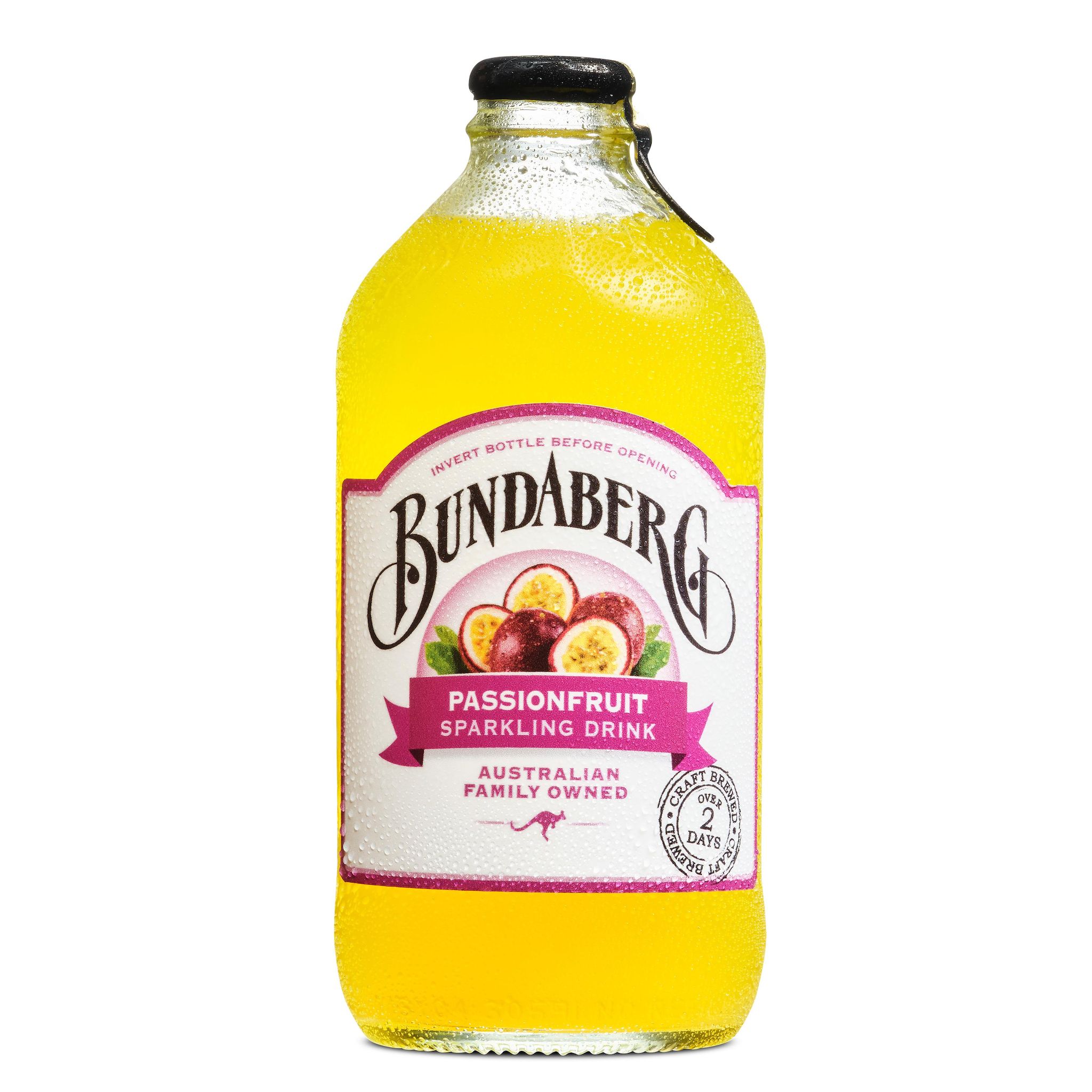 BUNDABERG Boisson gazeuse sans alcool aromatisée au fruit de la passion bouteille en verre 37,5cl