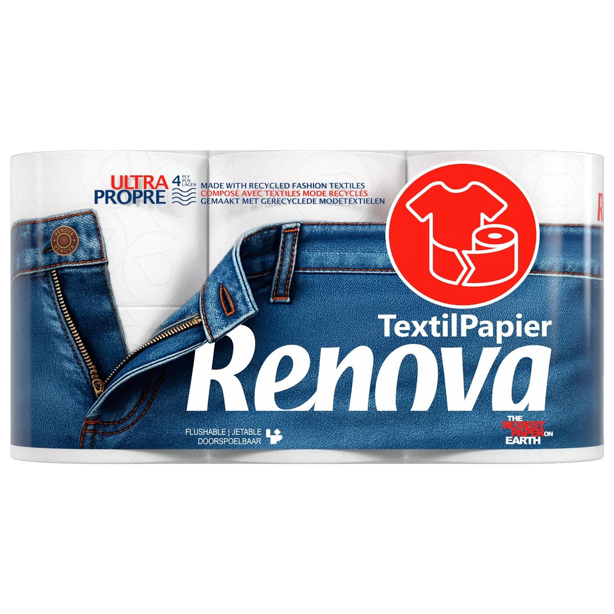 RENOVA Papier hygiénique textilpapier 4 plis 6 pièces