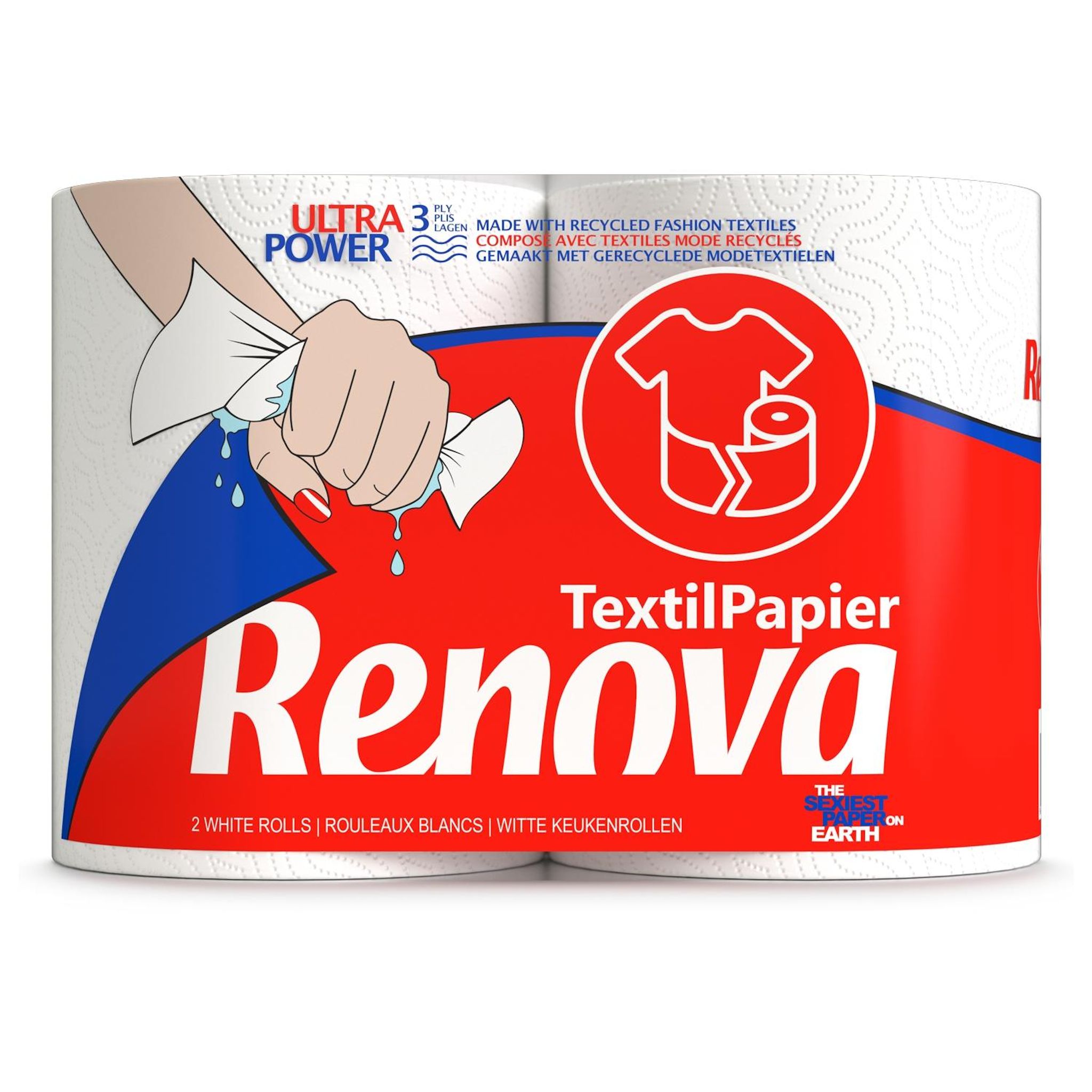 RENOVA Essuie-tout textilpapier 3 plis = 5 standards 2 rouleaux