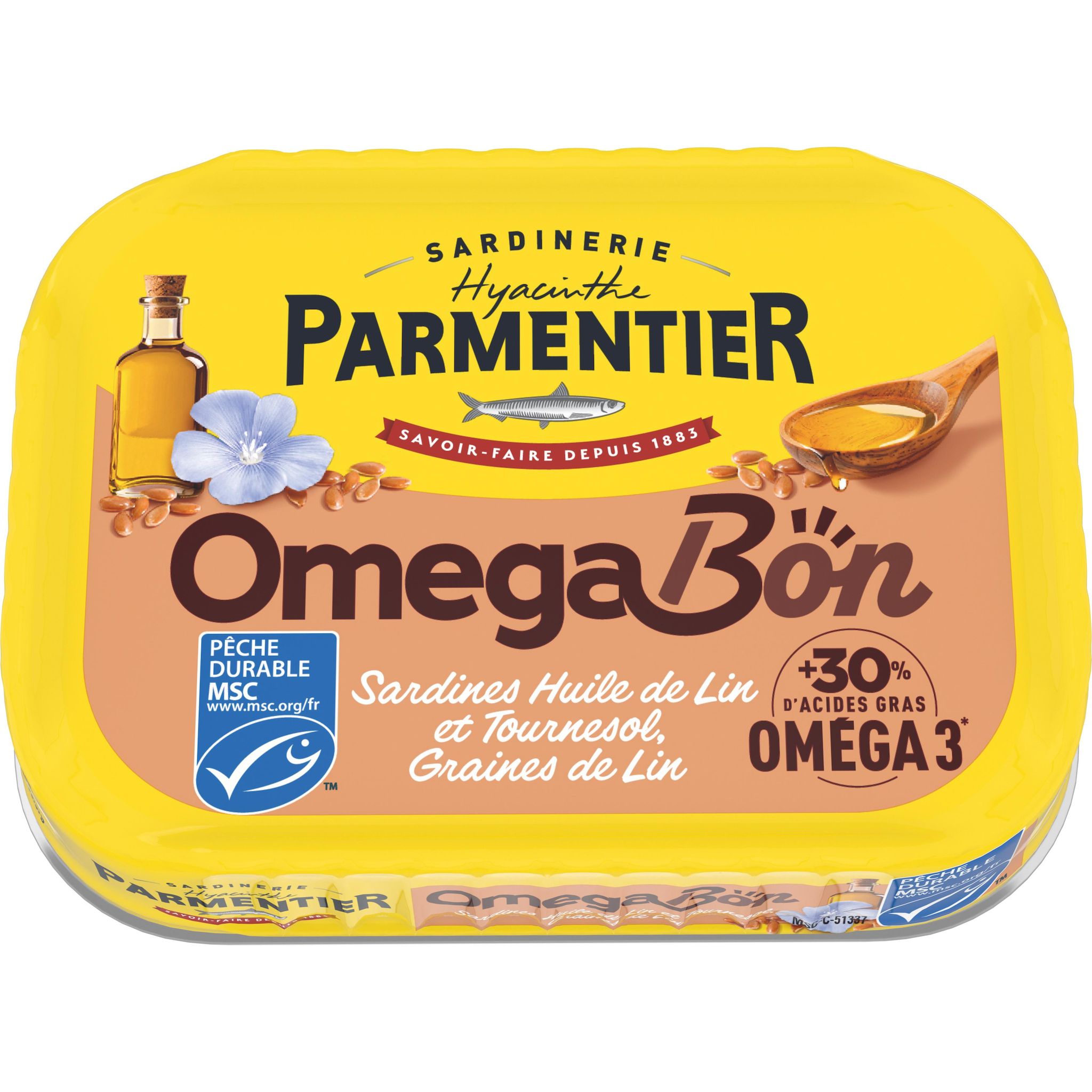 PARMENTIER Sardines à l'huile de lin et tournesol avec graines de lin MSC 135g