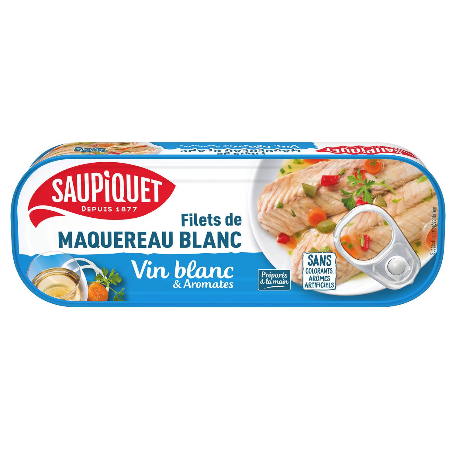 SAUPIQUET Filets de maquereau blanc au vin blanc et aromates 176g