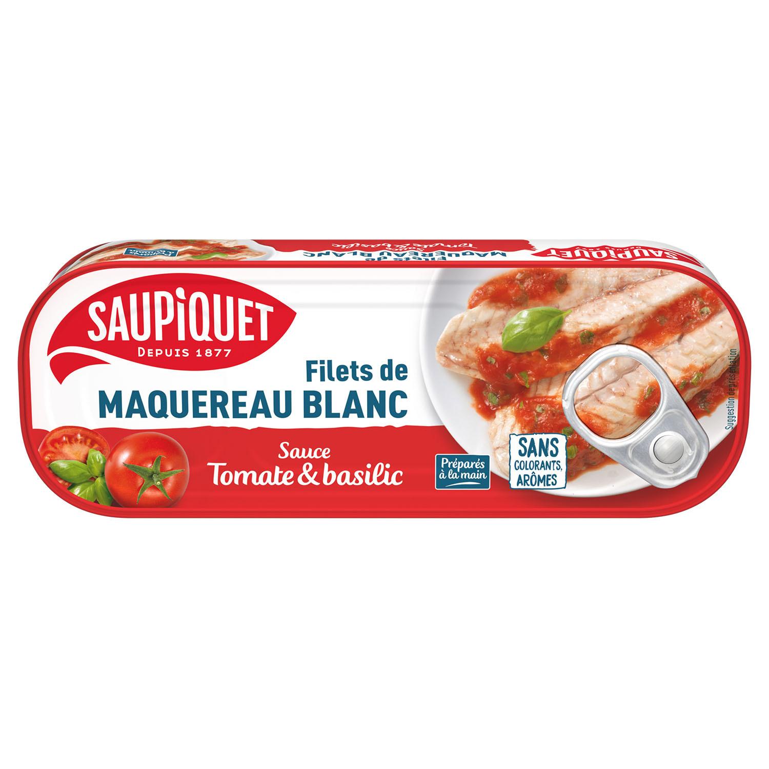SAUPIQUET Filets de maquereau blanc sauce tomate basilic 169g