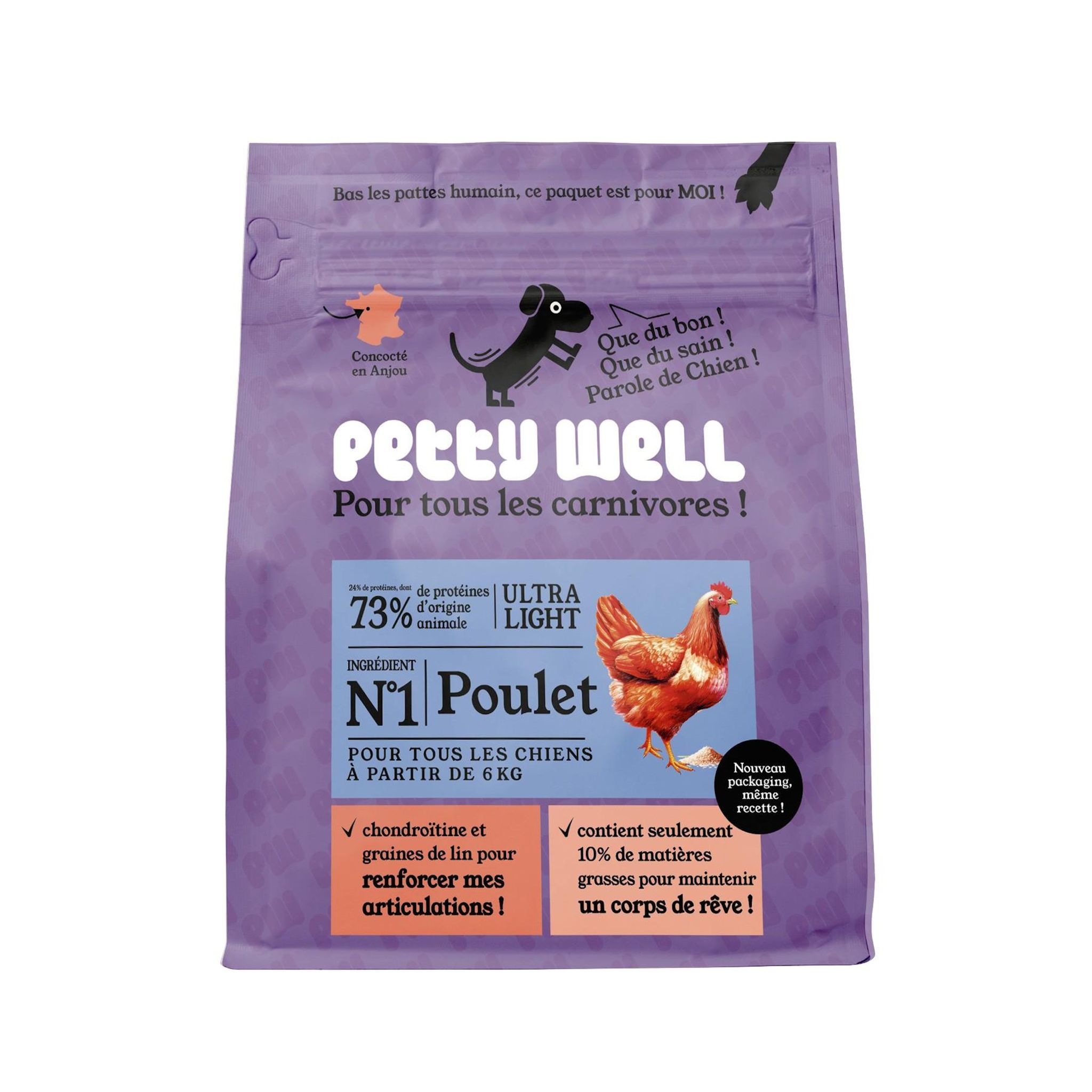 PETTY WELL Croquettes ultra light au poulet pour chien 1kg