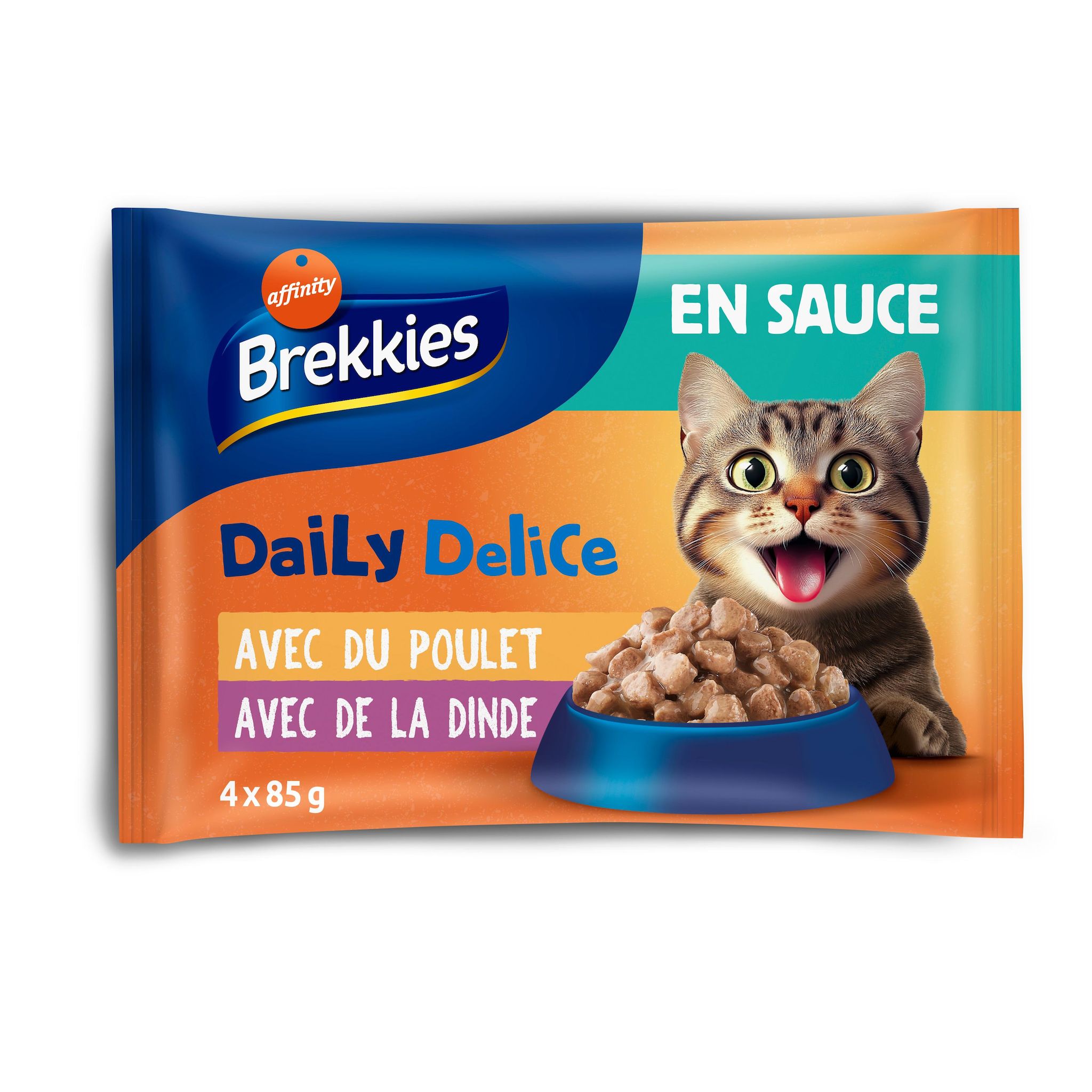 BREKKIES Sachets repas au poulet et à la dinde pour chat 4 sachets 4x85g