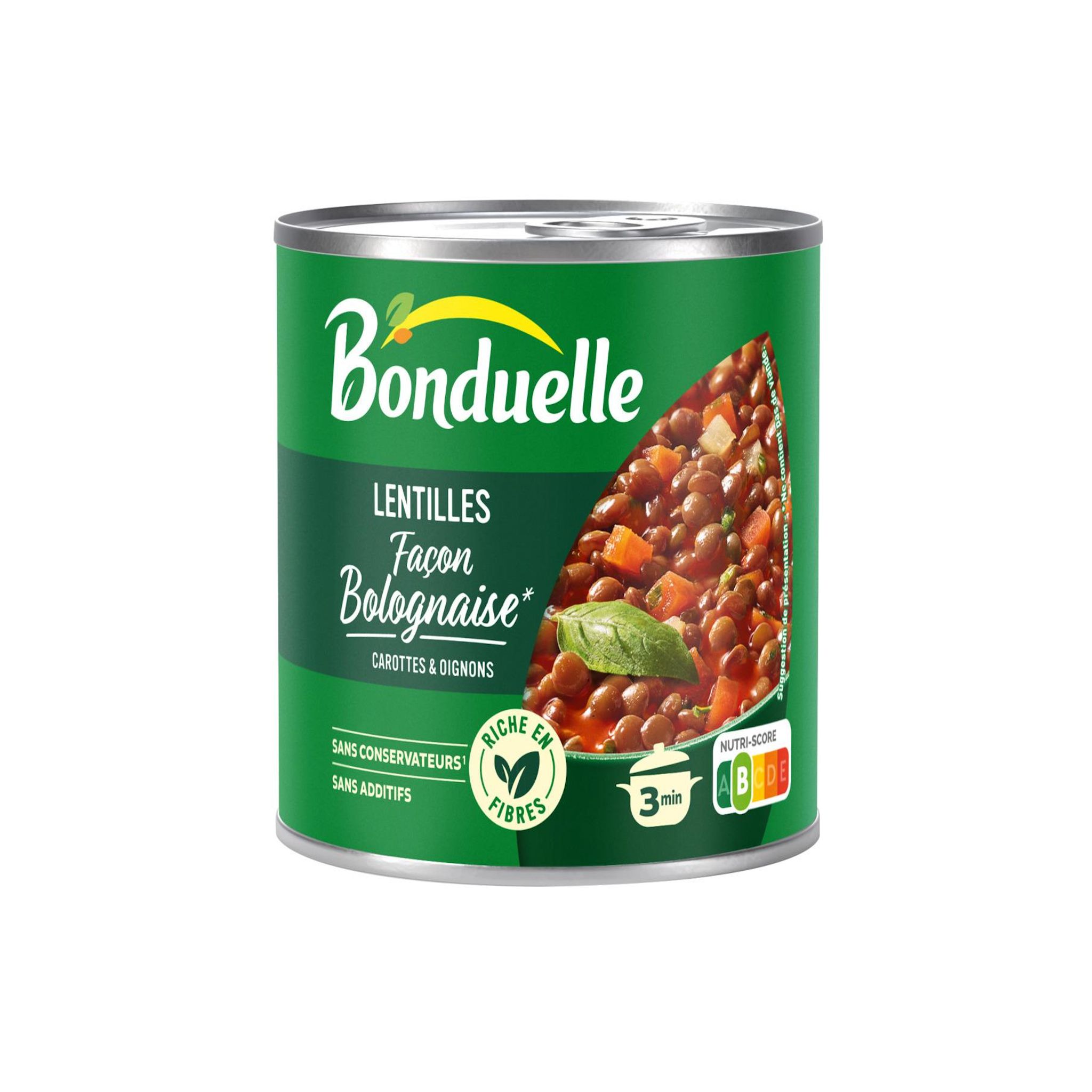 BONDUELLE Lentilles façon bolognaise au carotte et oignon 400g