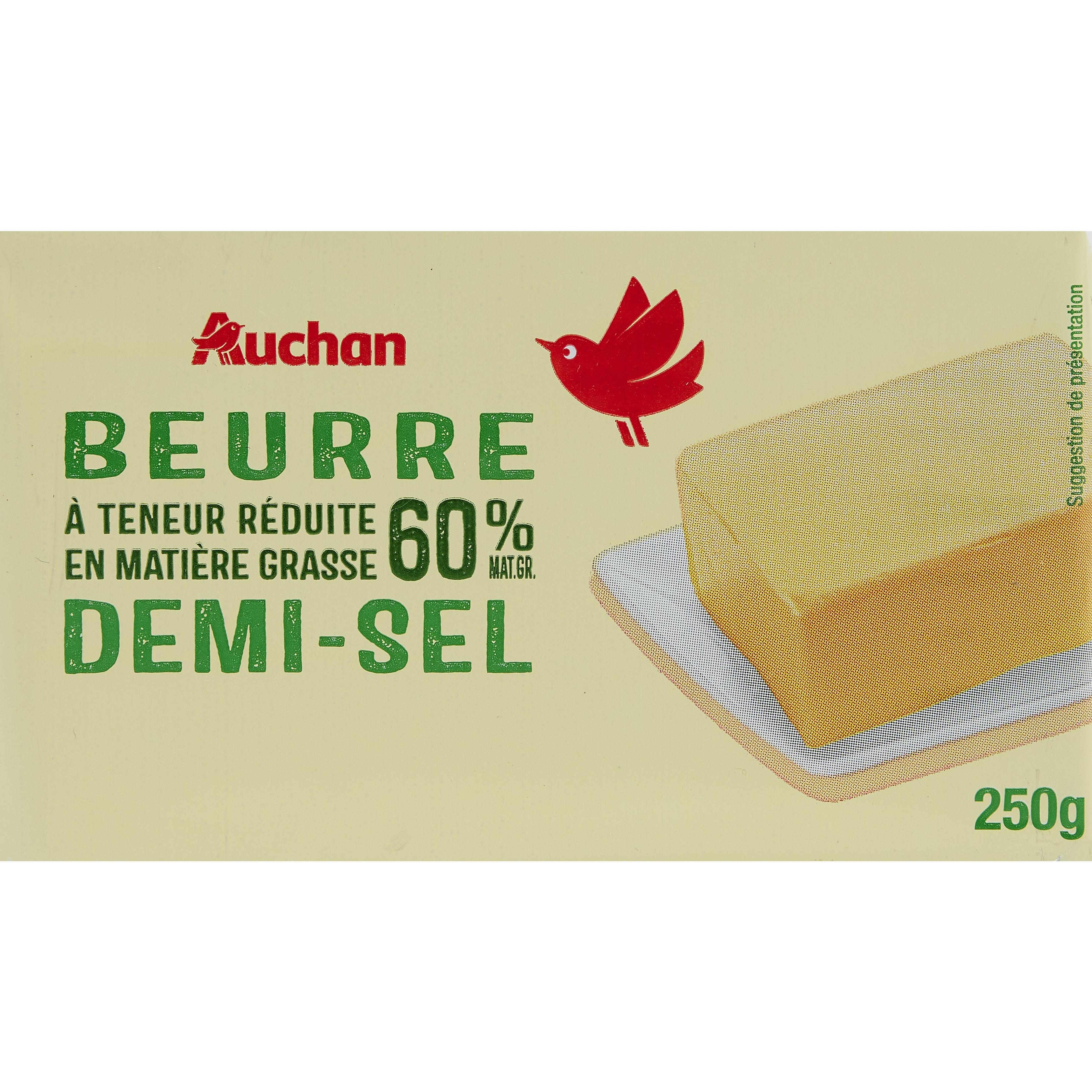 AUCHAN Beurre demi-sel 60%MG 250g